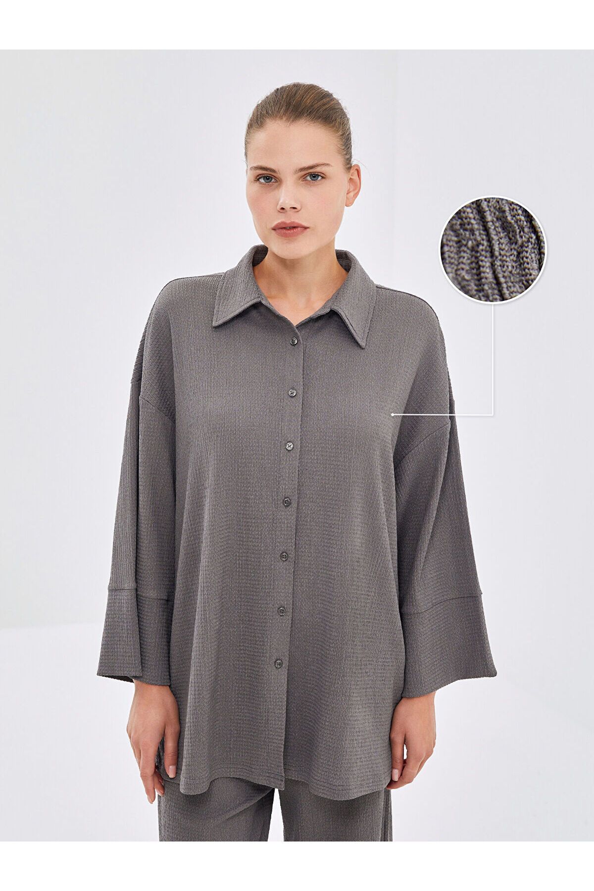 LC Waikiki Dokulu Oversize Kadın Gömlek Tunik