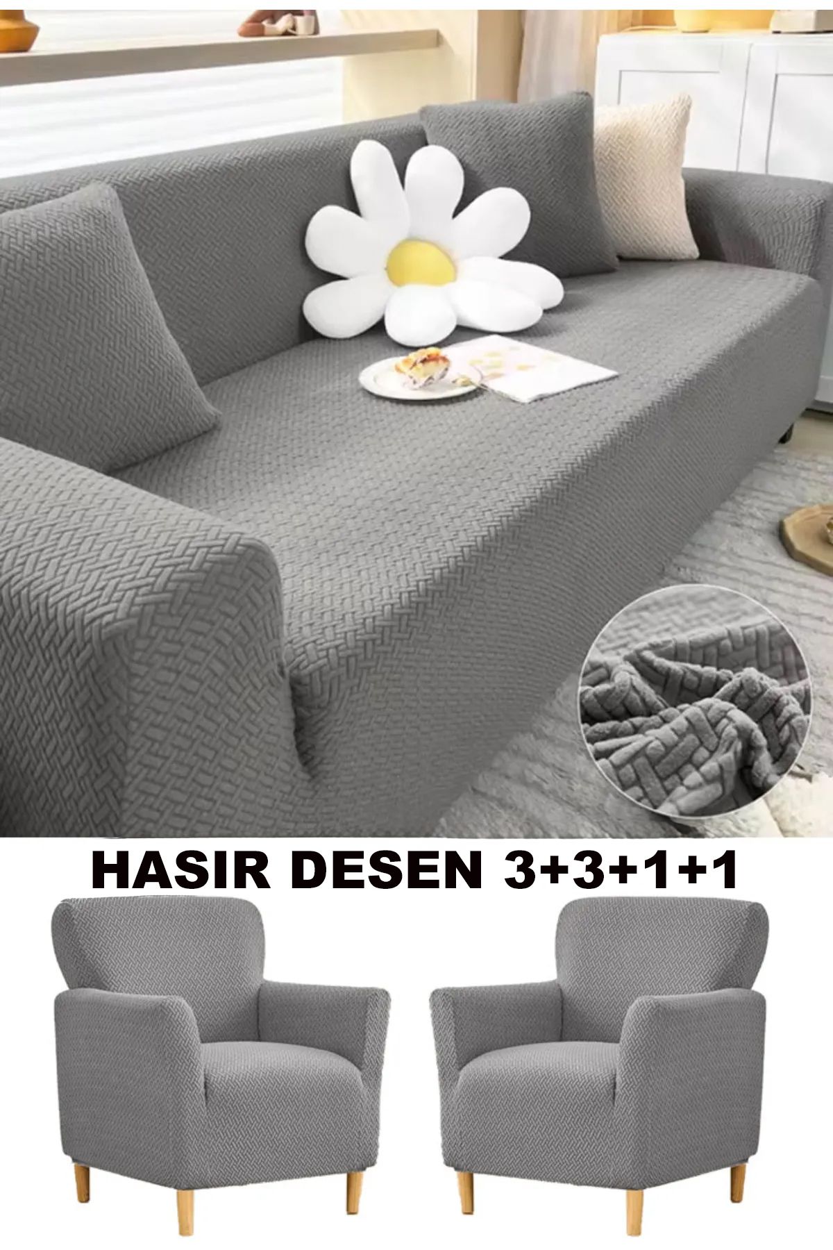 Bright Home 3.3.1.1 Koltuk Örtüsü Koltuk Kılıfı Takımı Ev Tekstili Sofa Cover