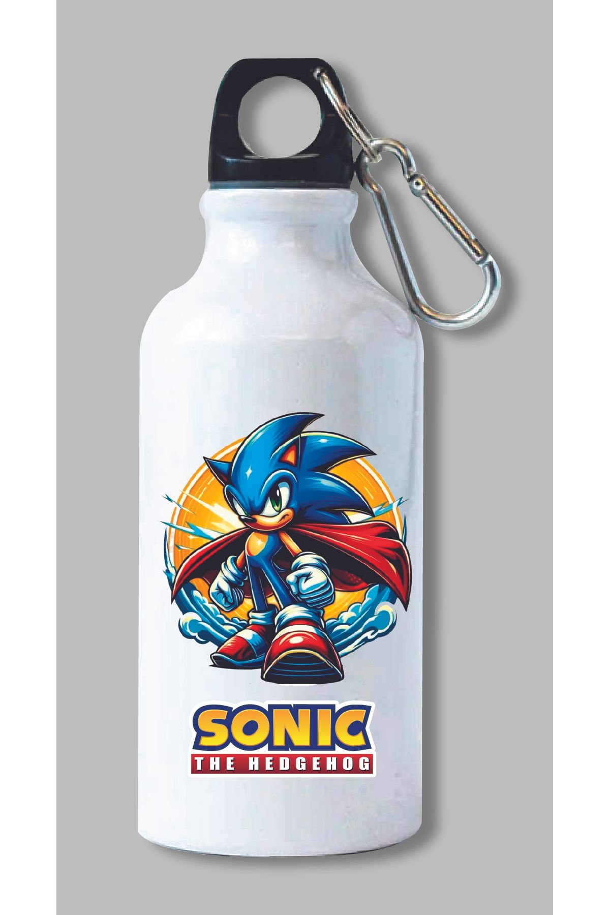 DKDZ SHOP Sonic Baskılı Kancalı Su Matarası 600ml. - 018