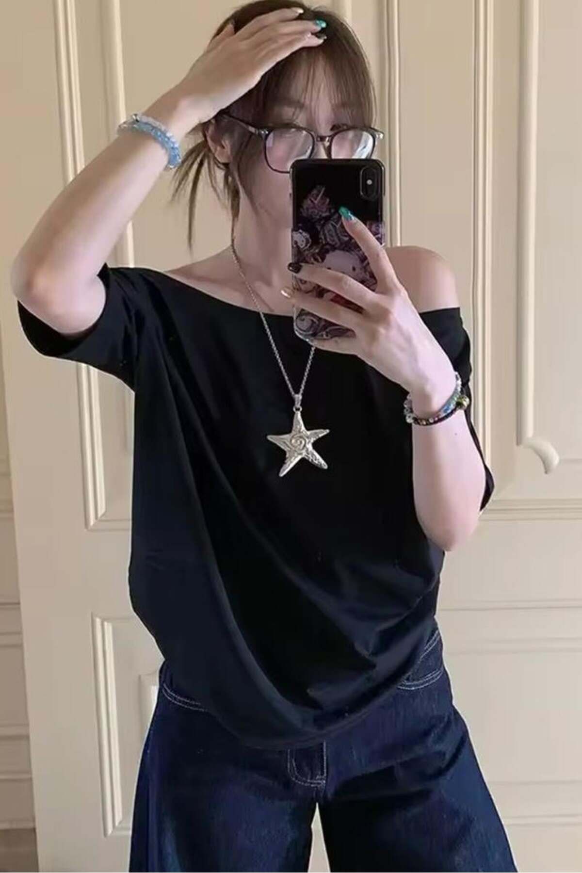 Karakedi Basic Düşük Omuz Kısa Kollu Tshirt