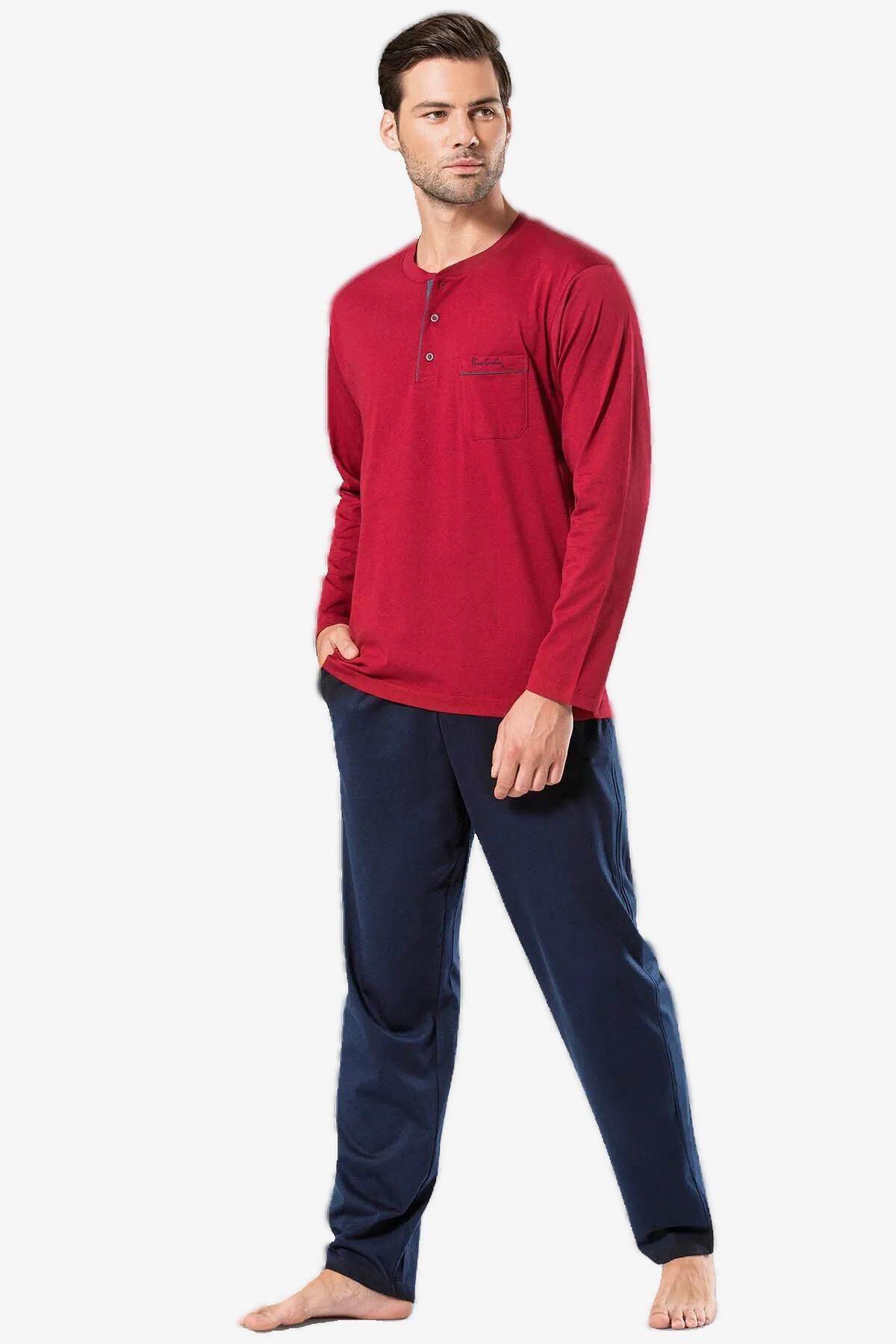 Pierre Cardin Erkek Çeyizlik Kutulu %100 Pamuk Uzun Kollu Pijama Takım
