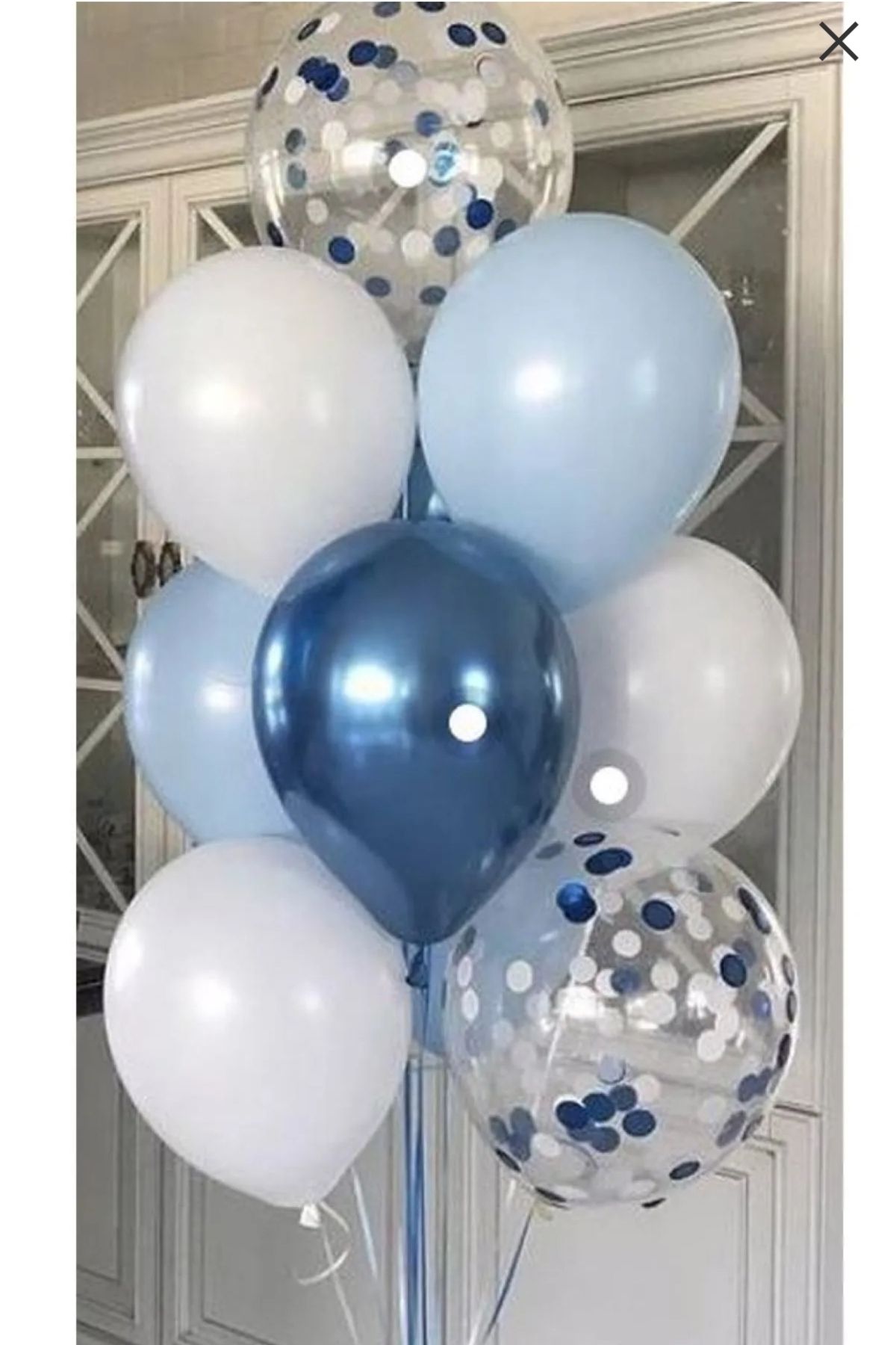 B&K süs ve tasarım Mavi, beyaz, Mavi konfetili balon seti