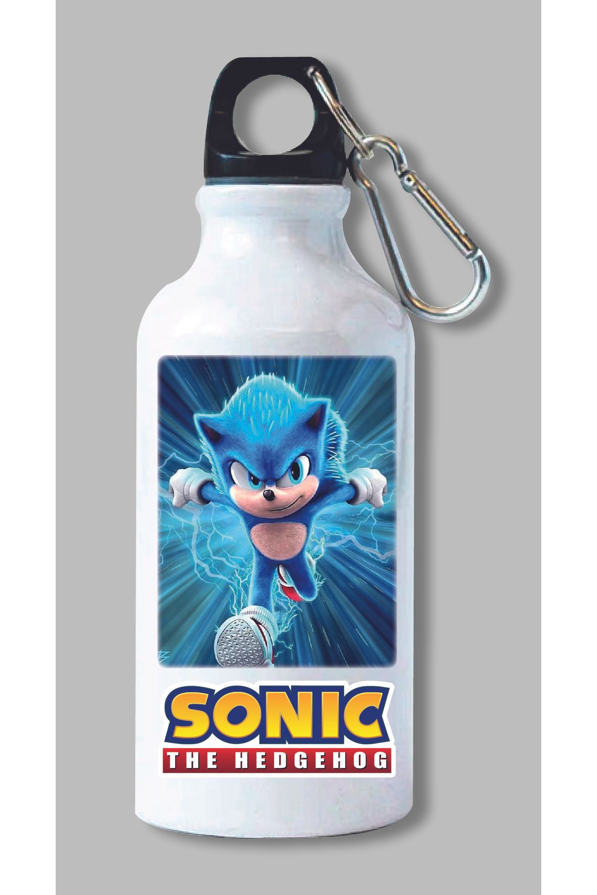 DKDZ SHOP Sonic Baskılı Kancalı Su Matarası 600ml. - 011