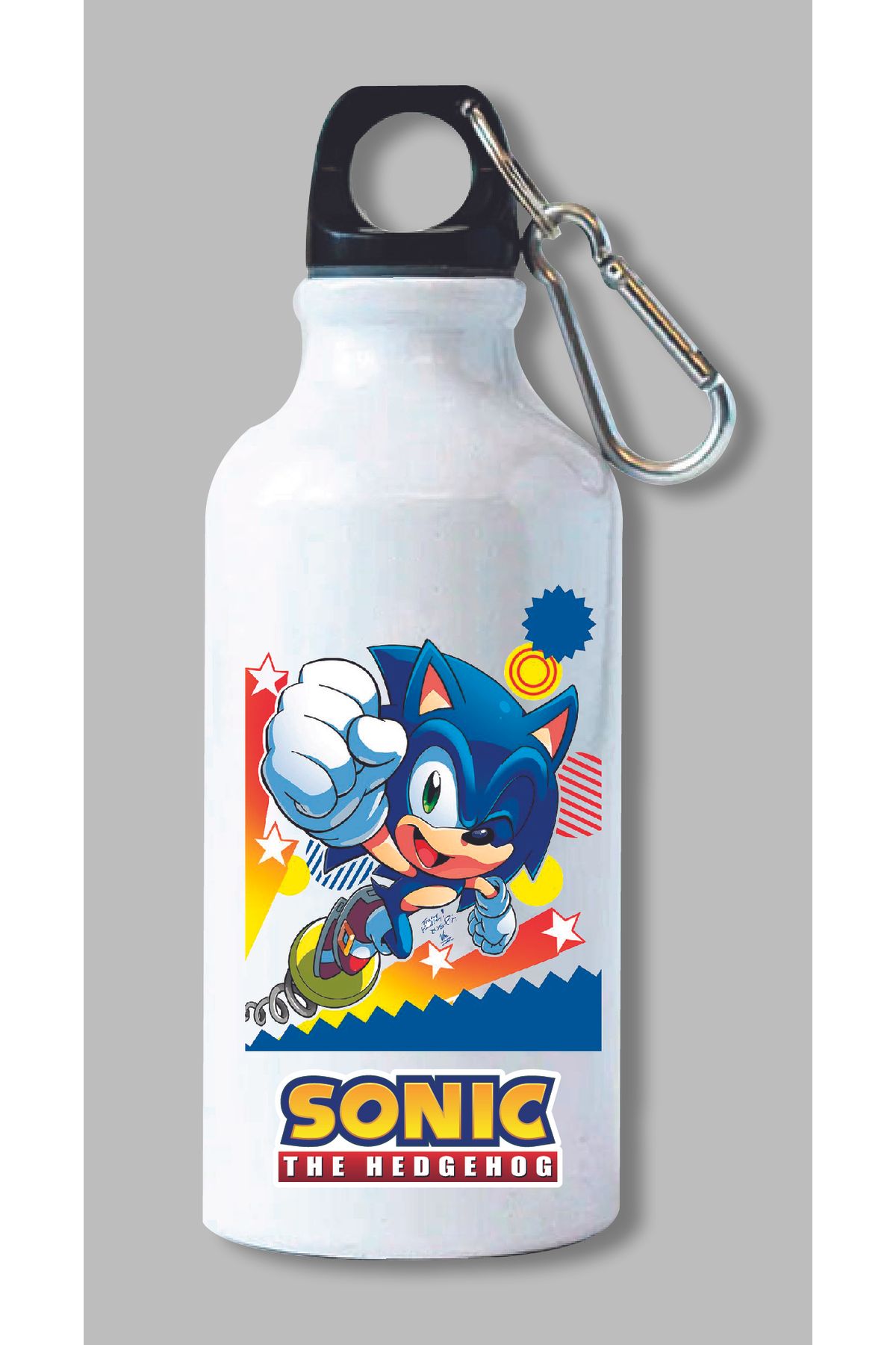 DKDZ SHOP Sonic Baskılı Kancalı Su Matarası 600ml. - 002