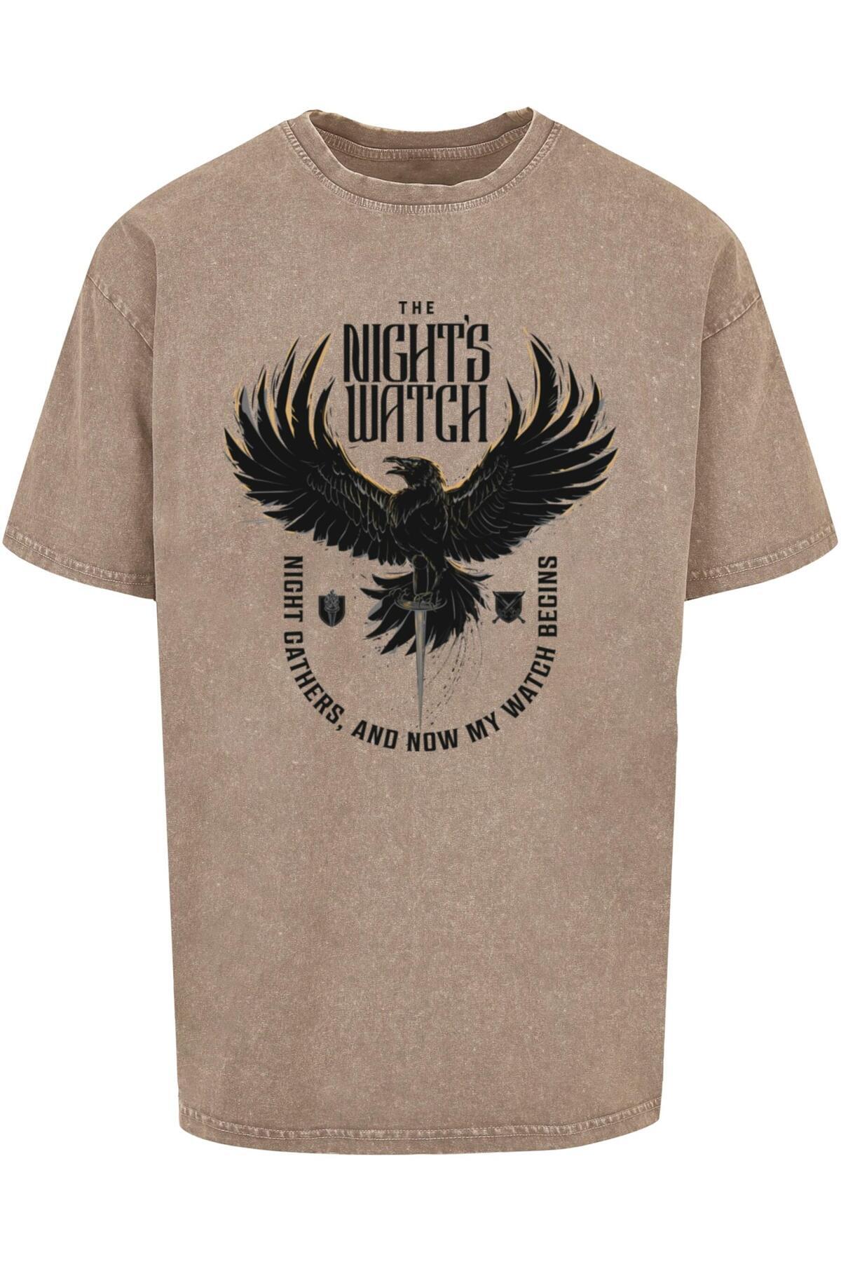 ABSOLUTE CULT-Herren Game Of Thrones - The Night's Watch Acid Washed Oversize Tee 1
