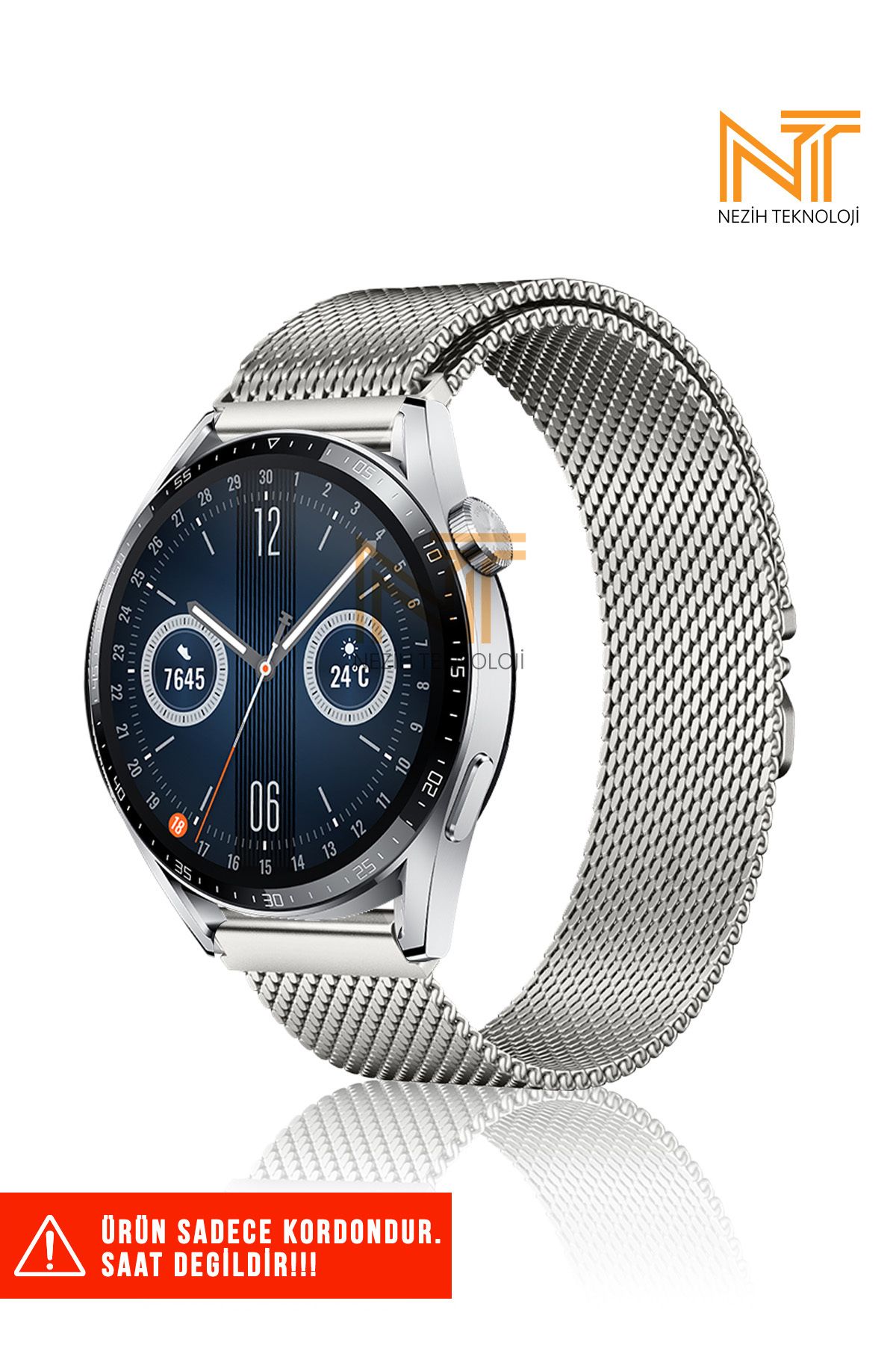 Nezih Case Huawei Watch Gt2 / Gt2 Pro / Gt3 / Gt4 / Gt5 / Gt5 Pro 46mm Uyumlu Metal Hasır Kordon