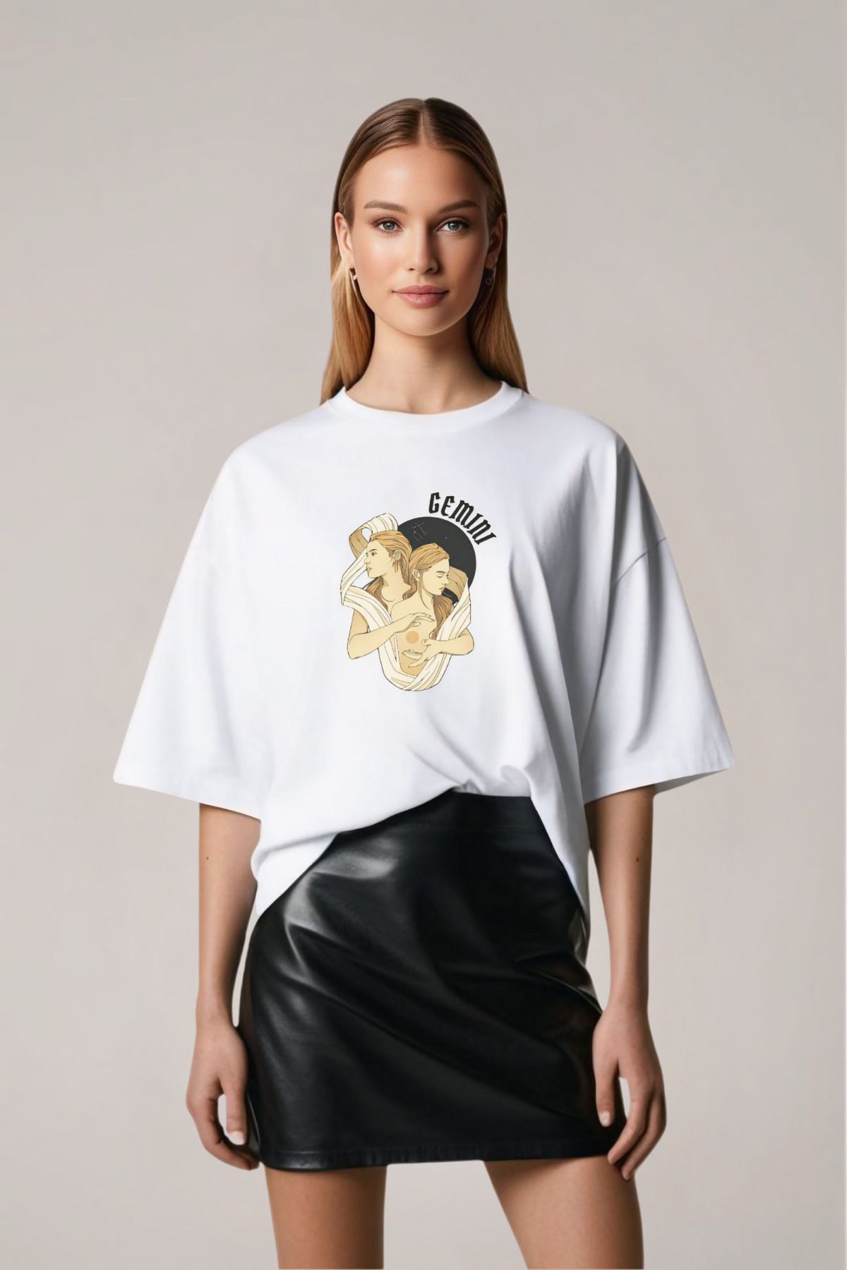 Butik Zodyak Koleksiyonu İkizler Oversize Pamuklu T-shirt