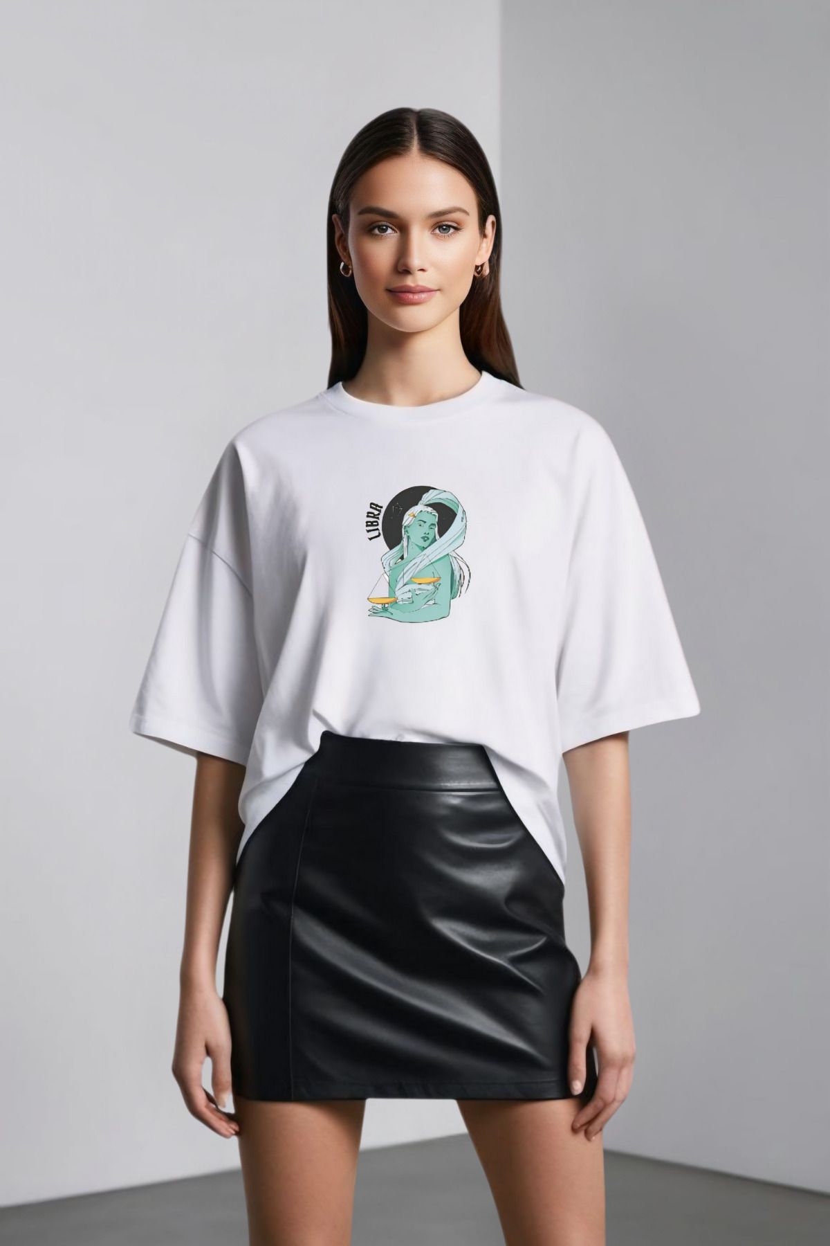 Butik Zodyak Koleksiyonu Terazi Oversize Pamuklu T-shirt