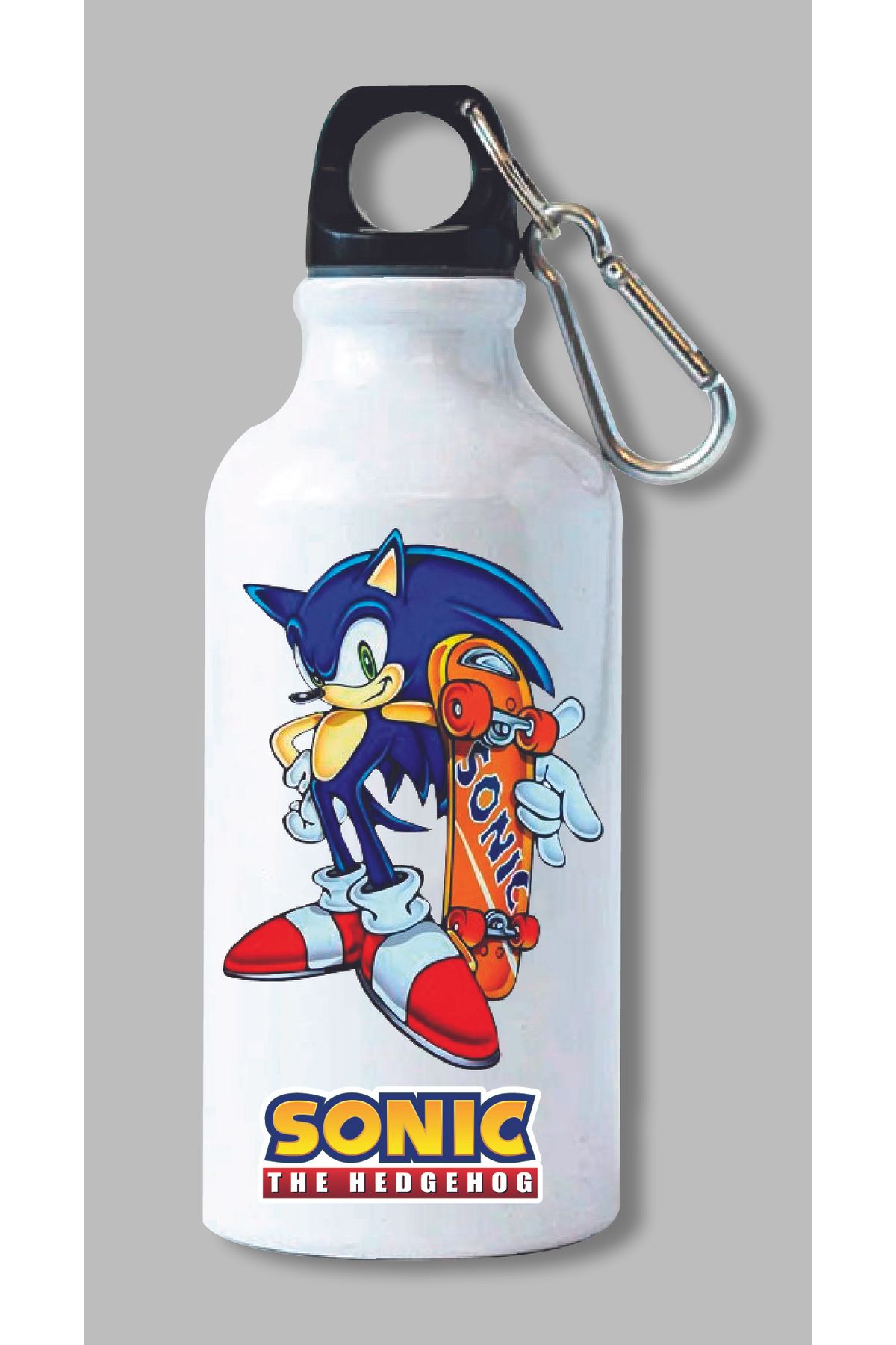 DKDZ SHOP Sonic Baskılı Kancalı Su Matarası 600ml. - 024