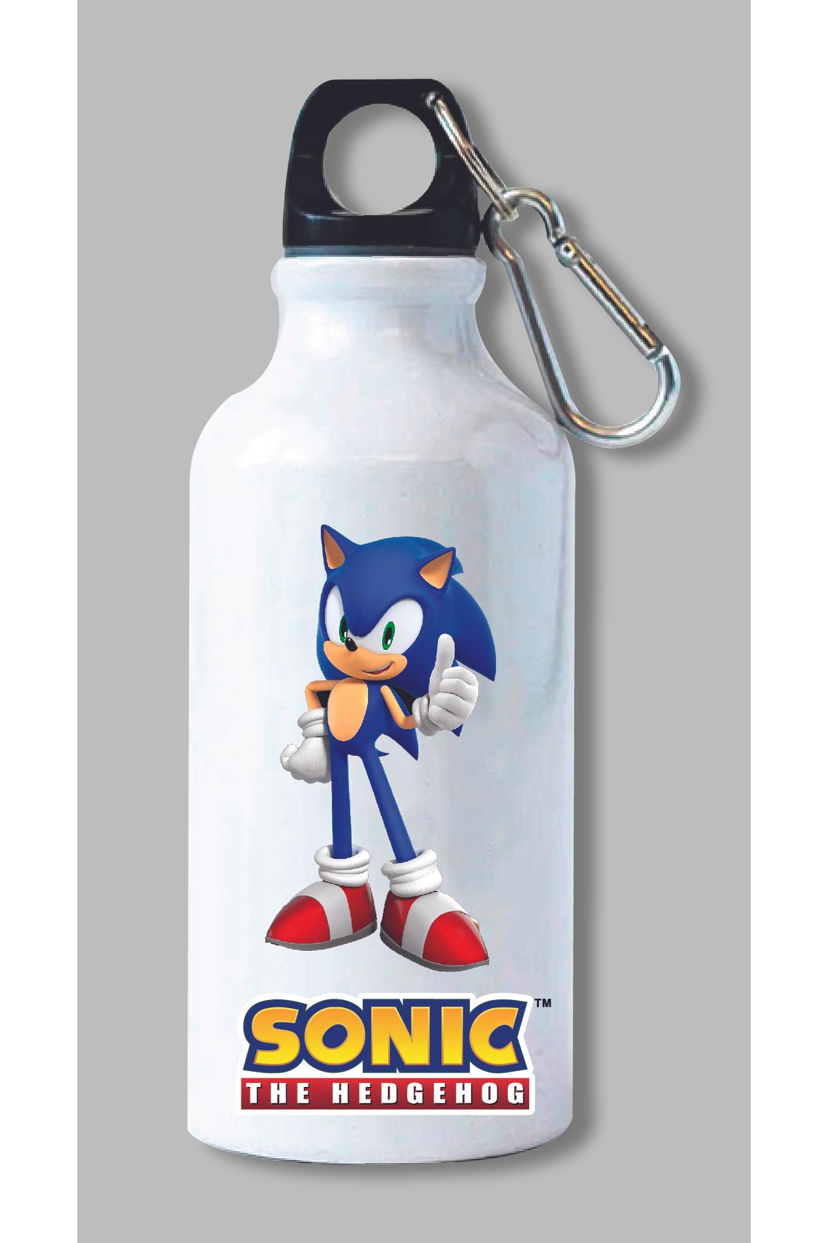 DKDZ SHOP Sonic Baskılı Kancalı Su Matarası 600ml. - 013