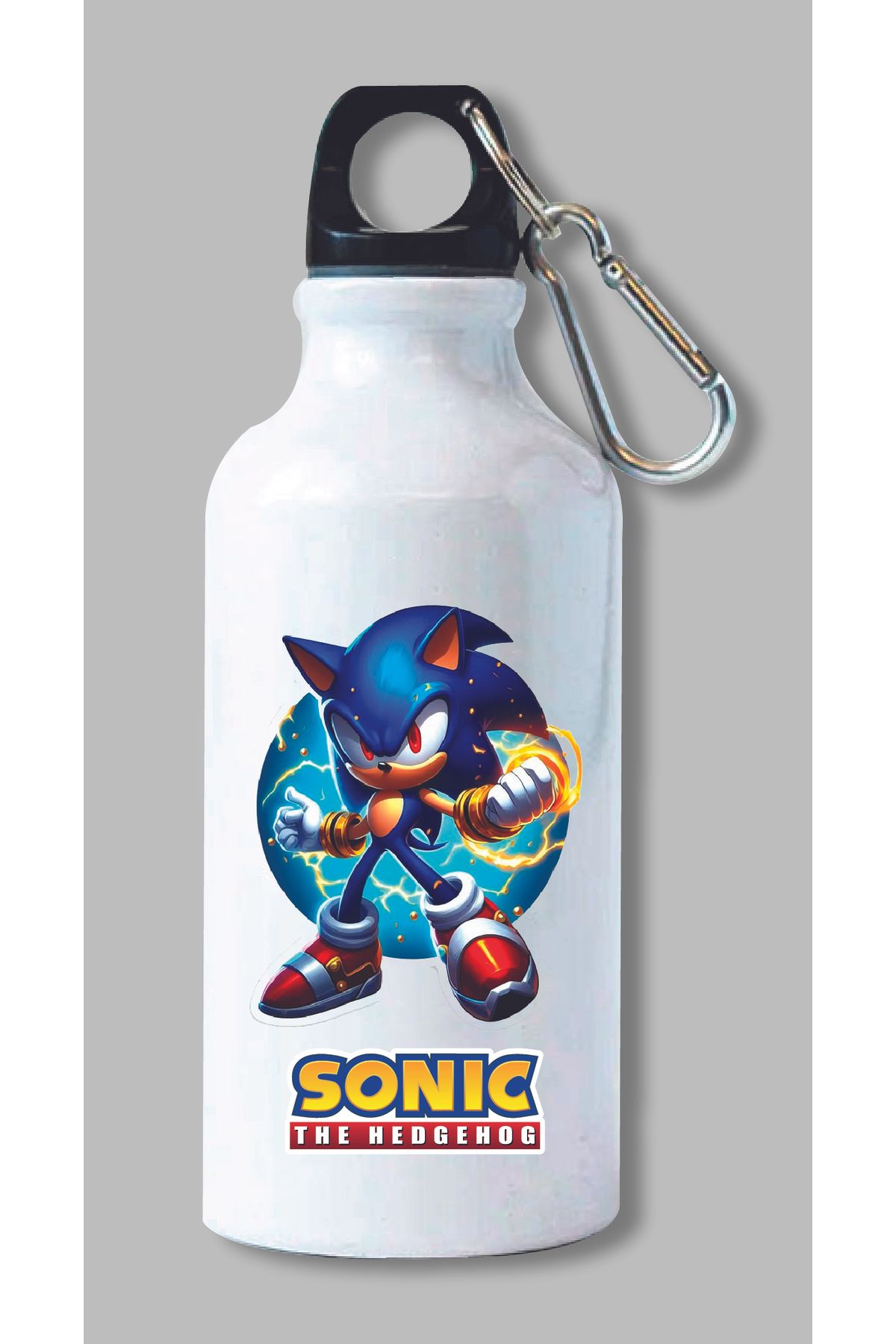 DKDZ SHOP Sonic Baskılı Kancalı Su Matarası 600ml. - 005