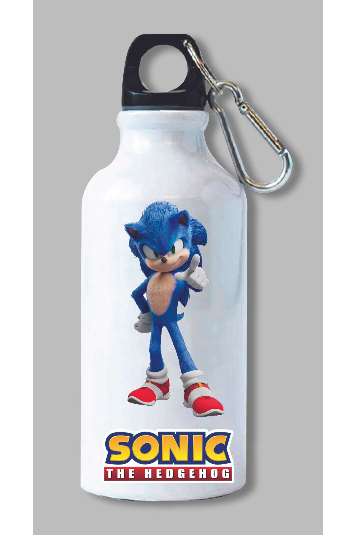 DKDZ SHOP Sonic Baskılı Kancalı Su Matarası 600ml. - 014