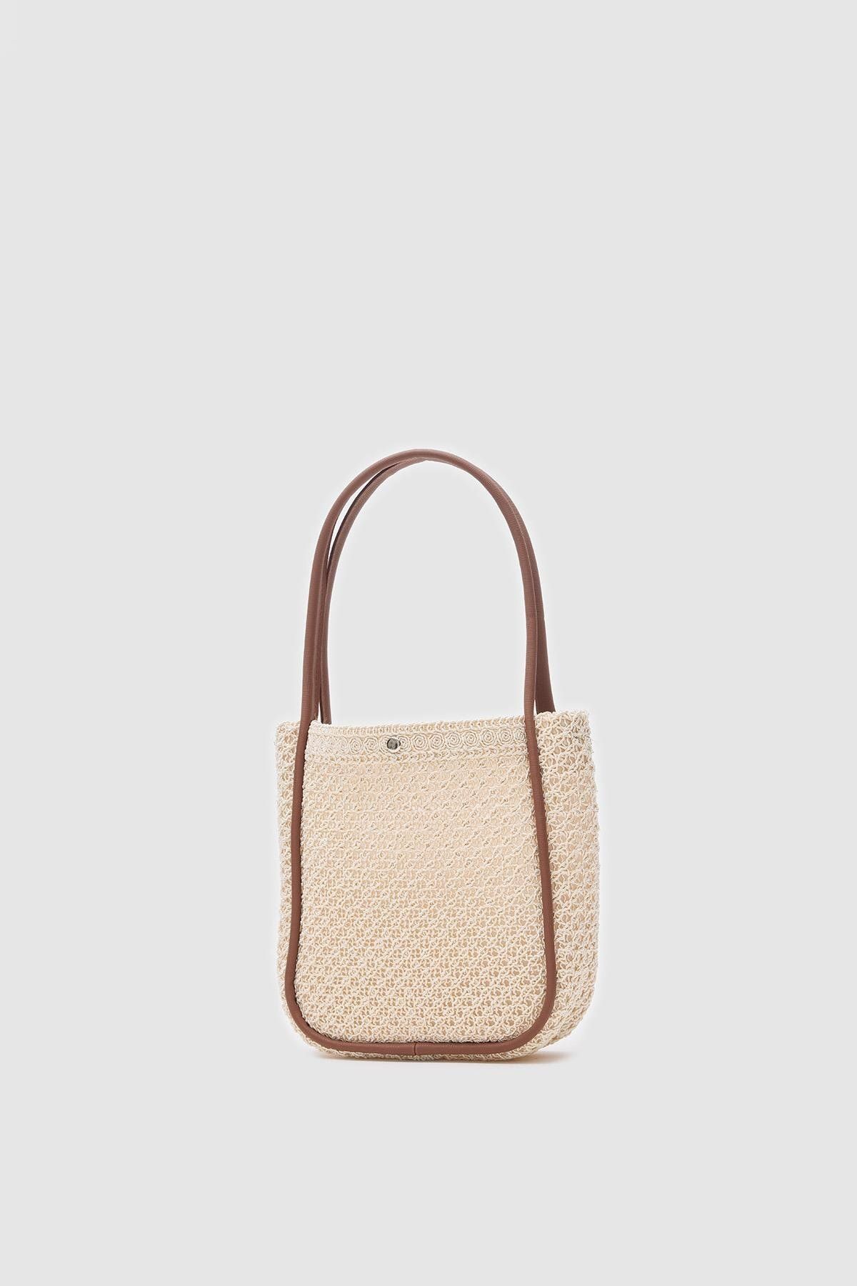 Bagson BgaonKrem Handmade Hasır Omuz Çantası