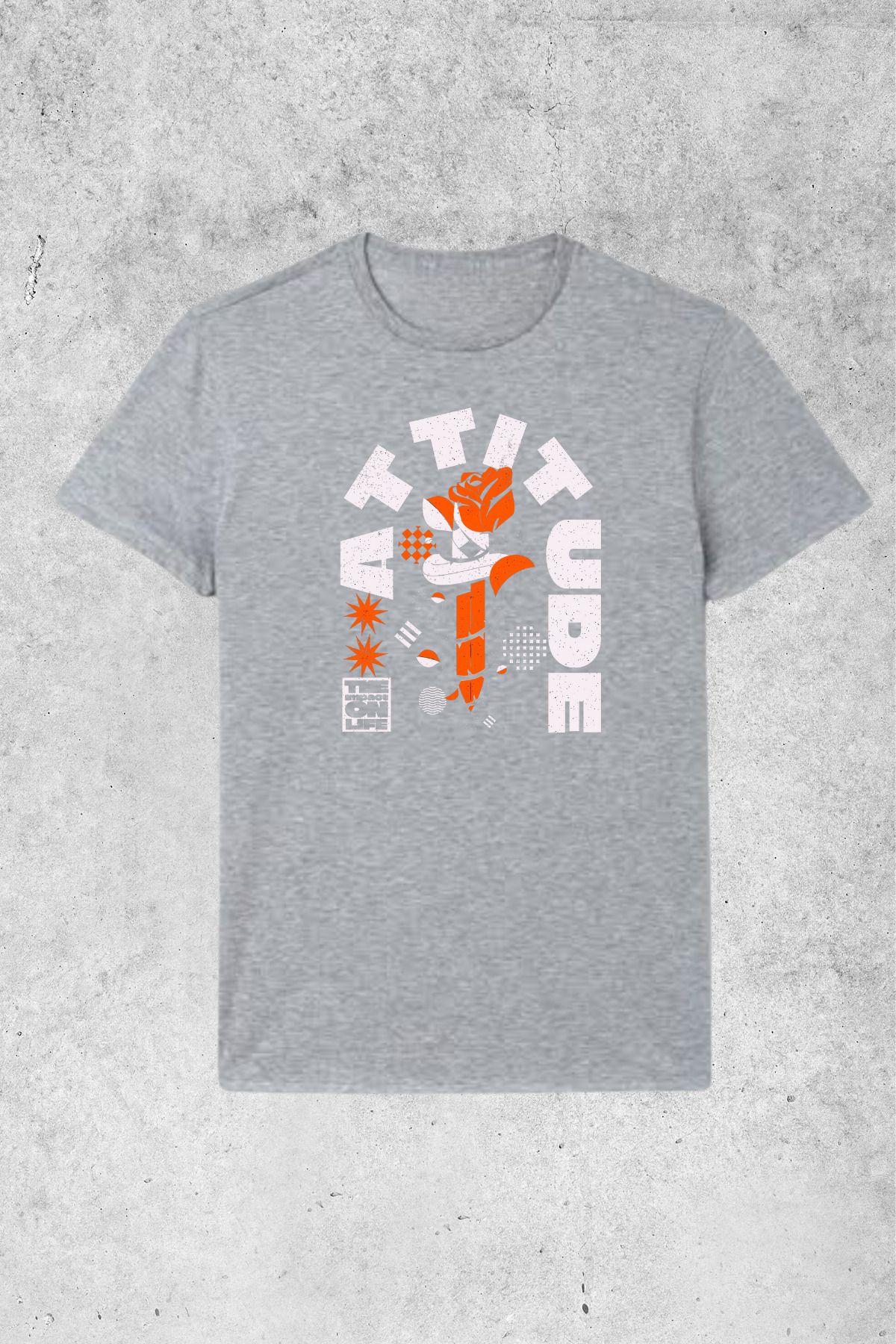 MOLICO Basic unisex sıfır yaka kısa kollu ATTİTUDE baskılı tshirt