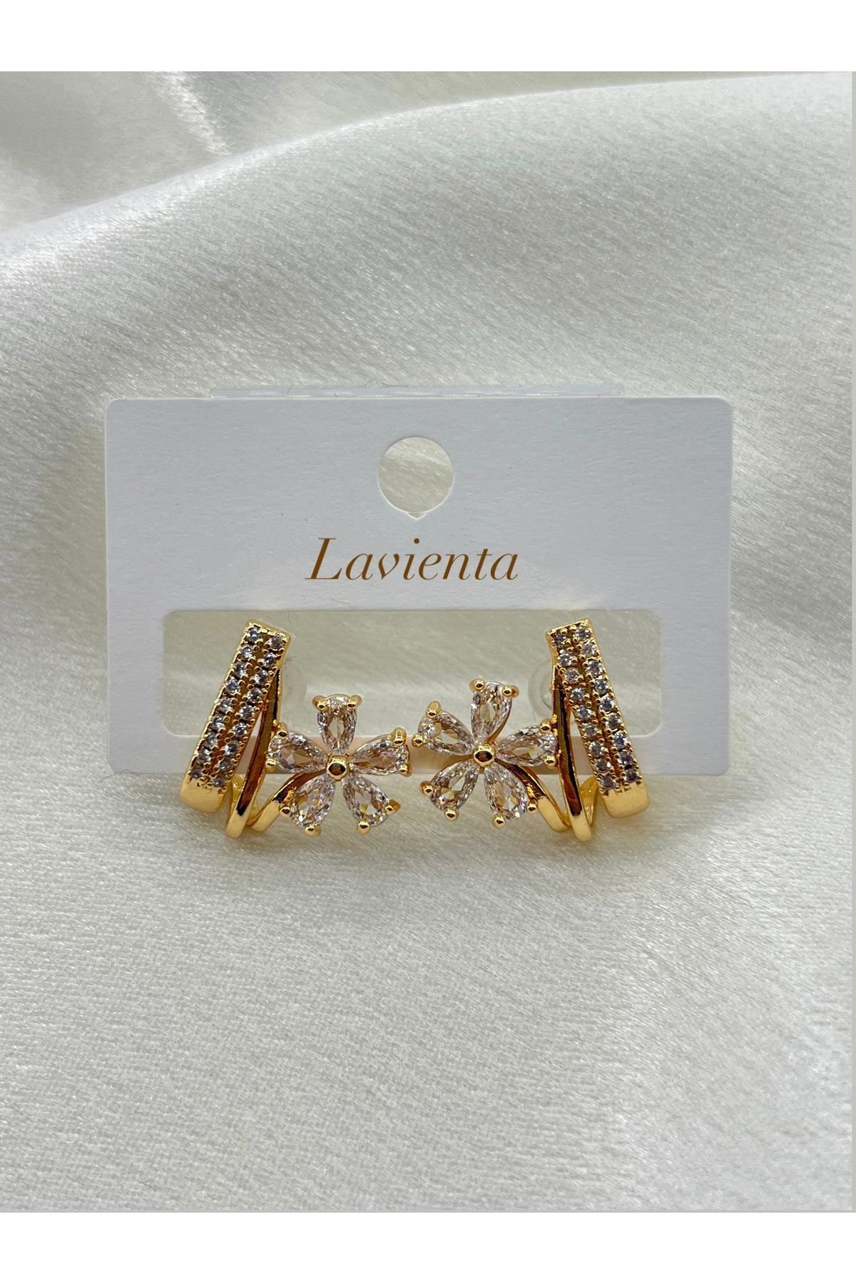 Lavienta Rose Gold Çiçek Model Çelik Küpe