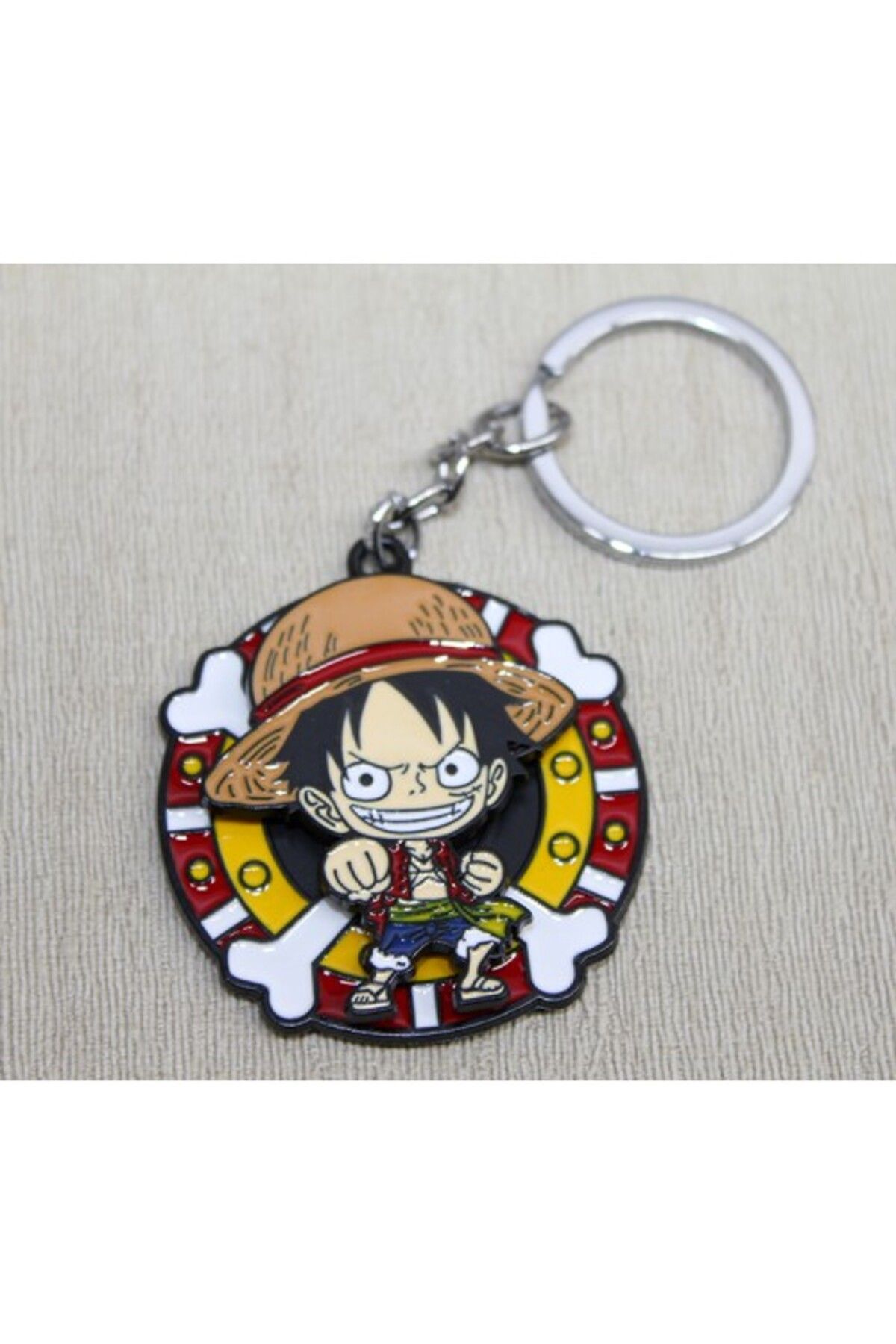 Mu Art Ahşap Metal Dönen Luffy Anahtarlık