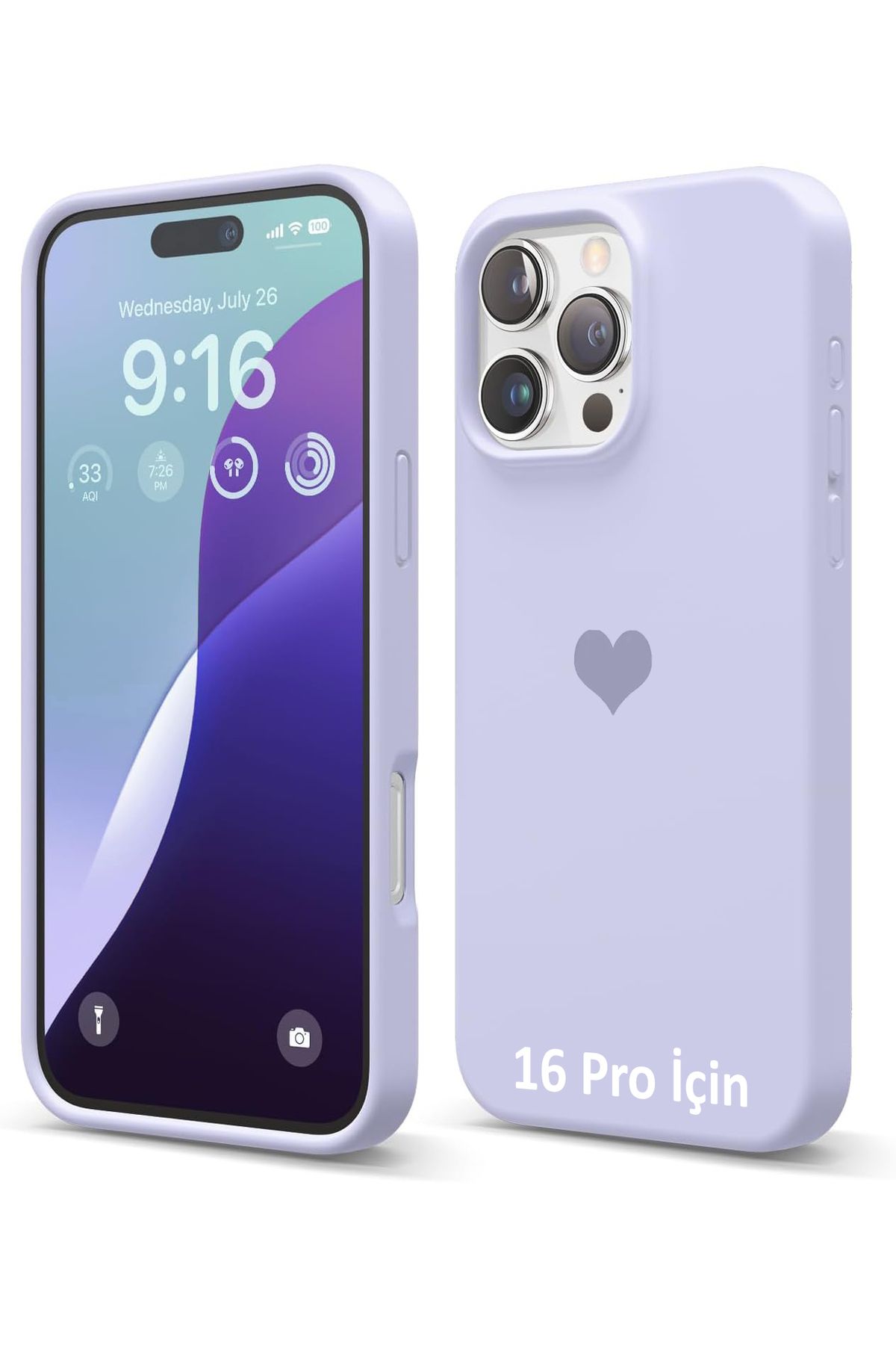 GAGA ELEKTRONİK iPhone 16 Pro İçin Kalp Logolu İçi Kadife Silikon Kılıf
