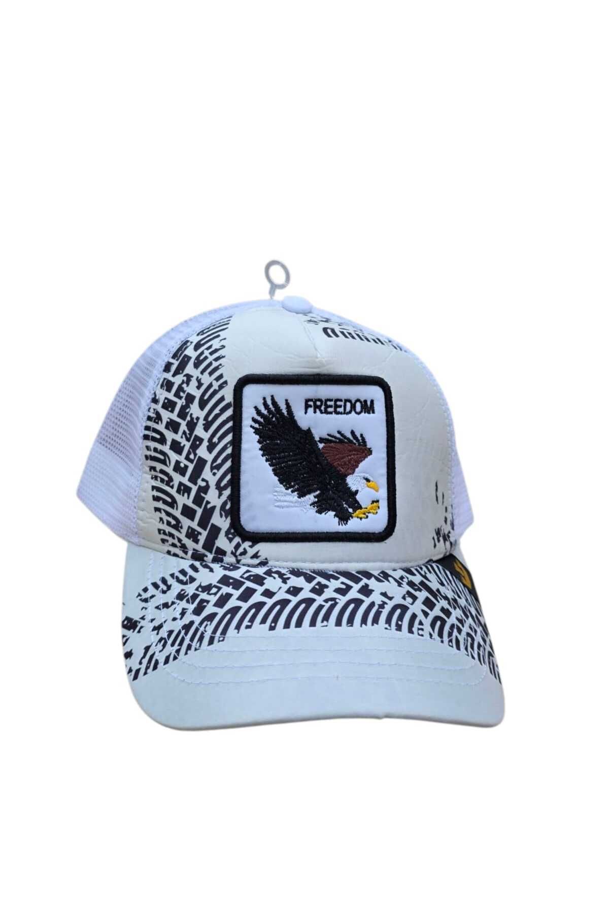 Anelli Erkek, Kadın Siyah Freedom Nakışlı Beyaz Fileli Trucker Şapka – Sokak Modası Unisex Snapback