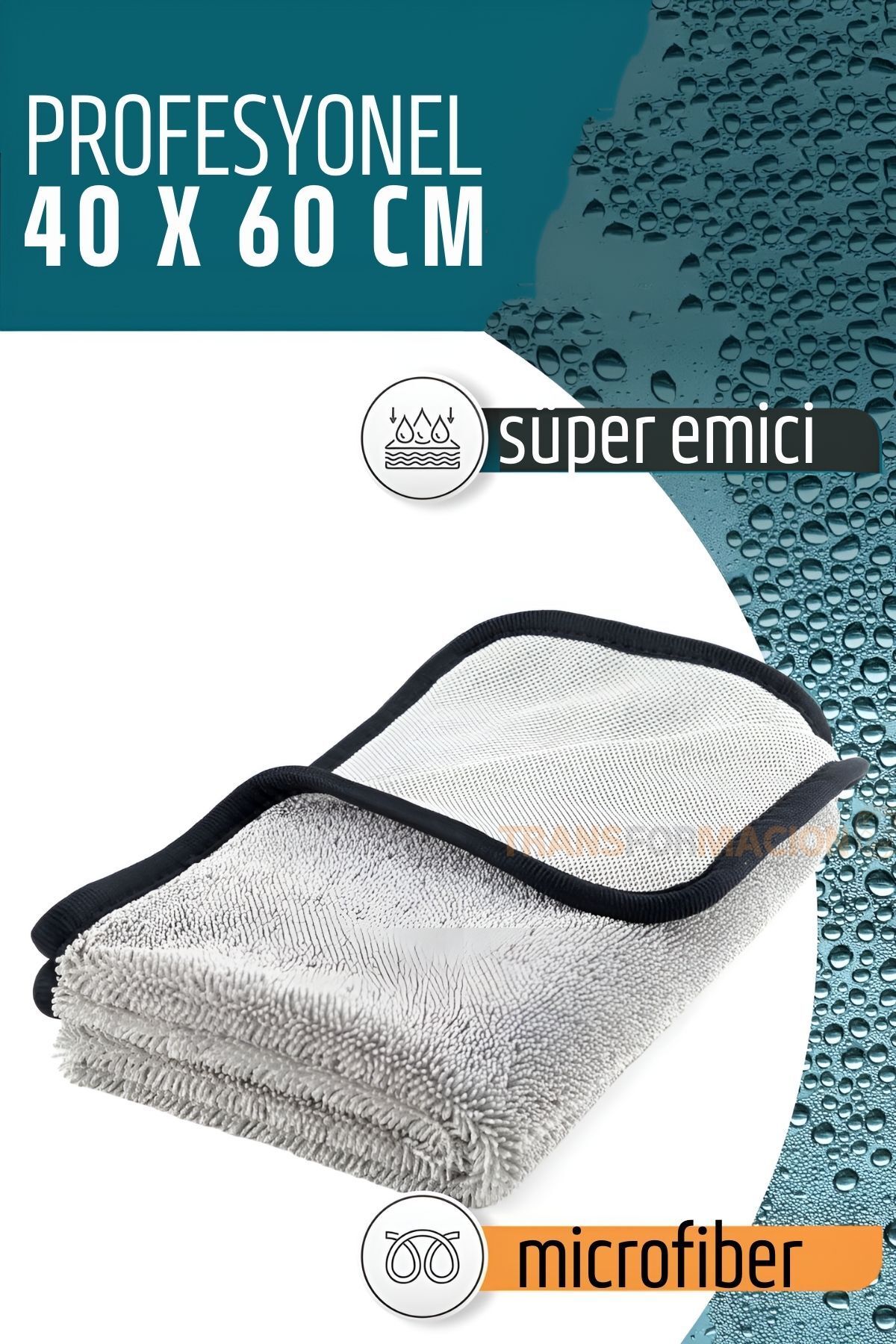 Transformacion Çift Yüzeyli Profesyonel Microfiber Havlu - Süper Emici Temizlik Bezi 40 x 60 cm 721679