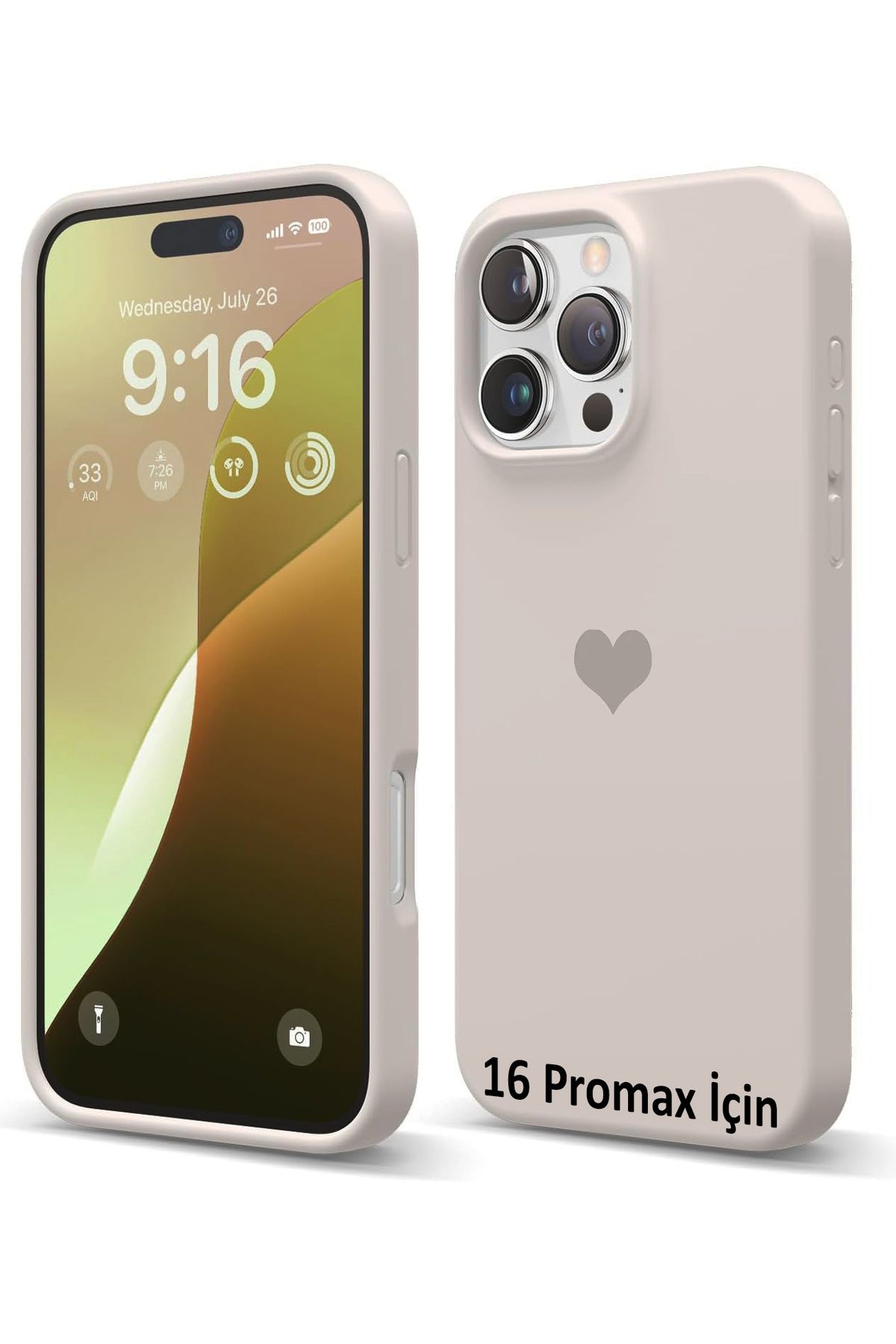 GAGA ELEKTRONİK iPhone 16 Pro Max İçin Kalp Logolu İçi Kadife Silikon Kılıf