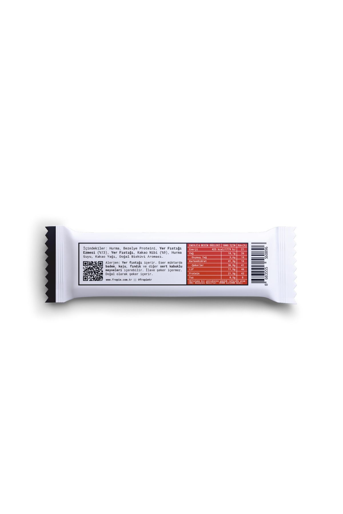 FROPİE-Vegan High Protein Bar - Peanut Butter & Cocoa Nibs 40Gr X12 3