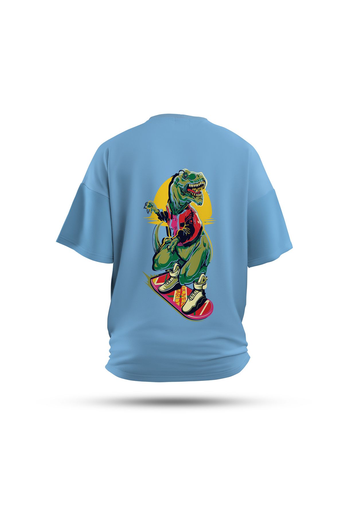 Zestia Unisex T-Shirt, Animals Dinazor Sırt Baskılı, Regular, %100 Pamuk, Mavi T-Shirt No: 006