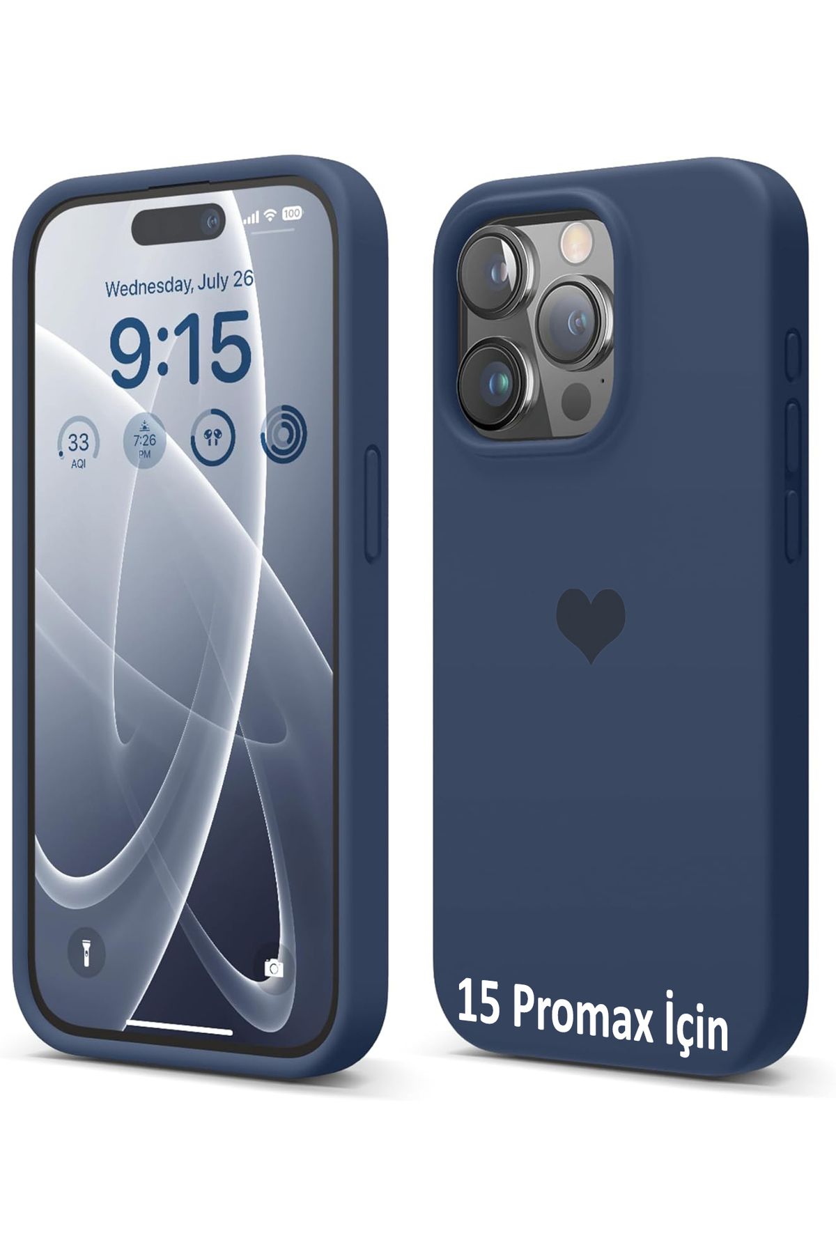 GAGA ELEKTRONİK iPhone 15 Pro Max İçin Kalp Logolu İçi Kadife Silikon Kılıf