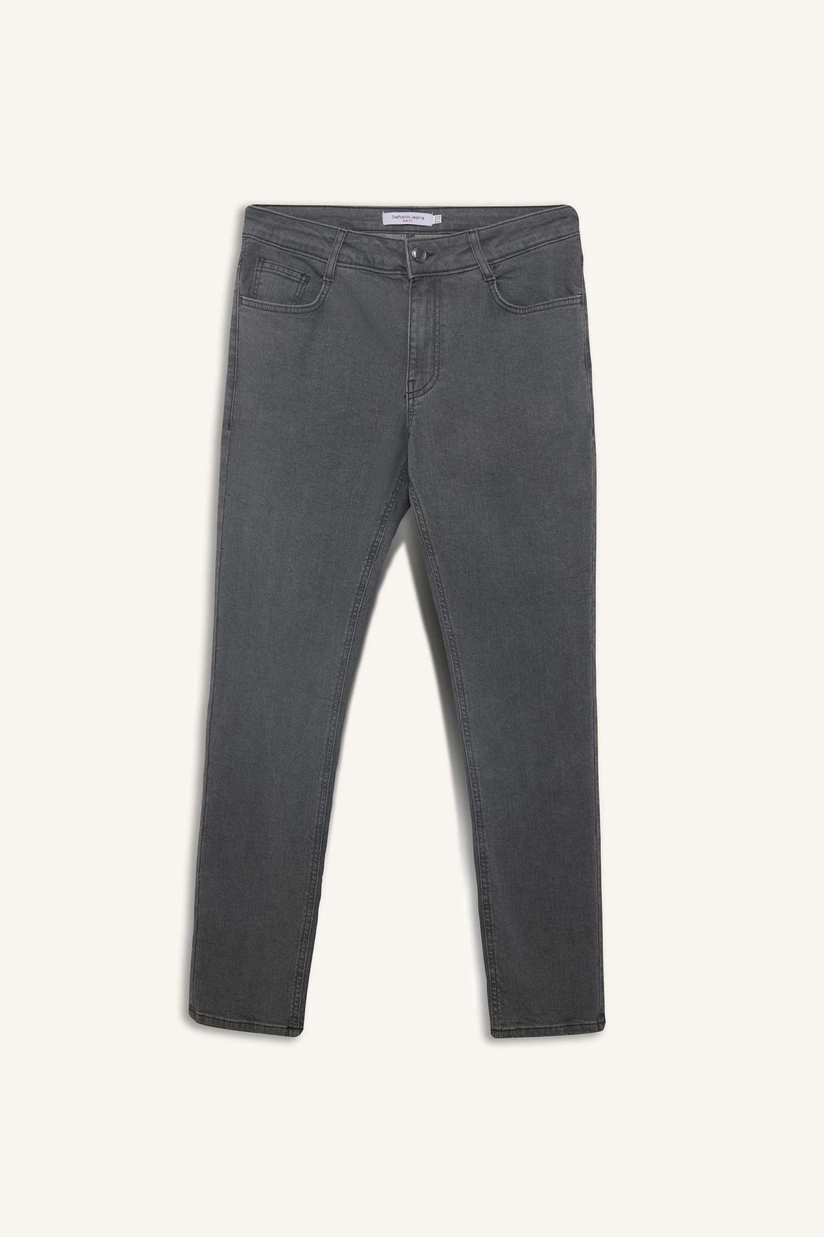DeFacto E7440 Gri Pedro Slim Fit Dar Kalıp Normal Bel Dar Paça Jean Pantolon