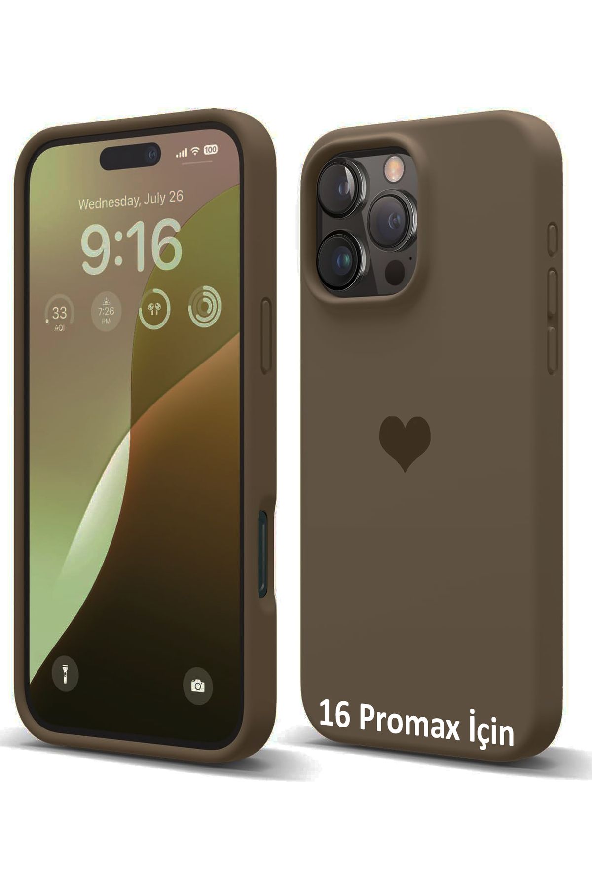 GAGA ELEKTRONİK iPhone 16 Pro Max İçin Kalp Logolu İçi Kadife Silikon Kılıf