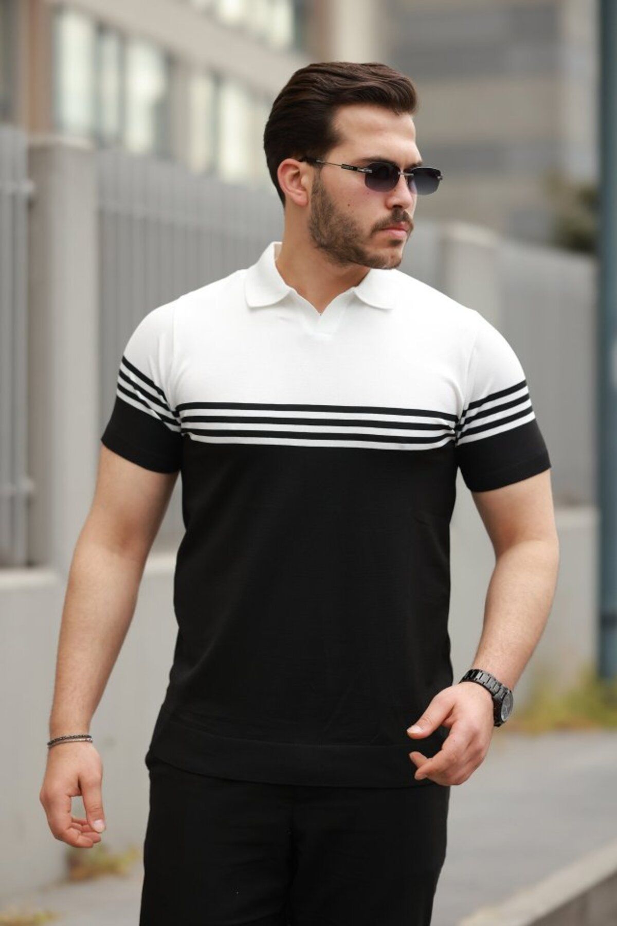 Eserden Erkek Parça Renk Yakalı Kısa Kollu T-shirt