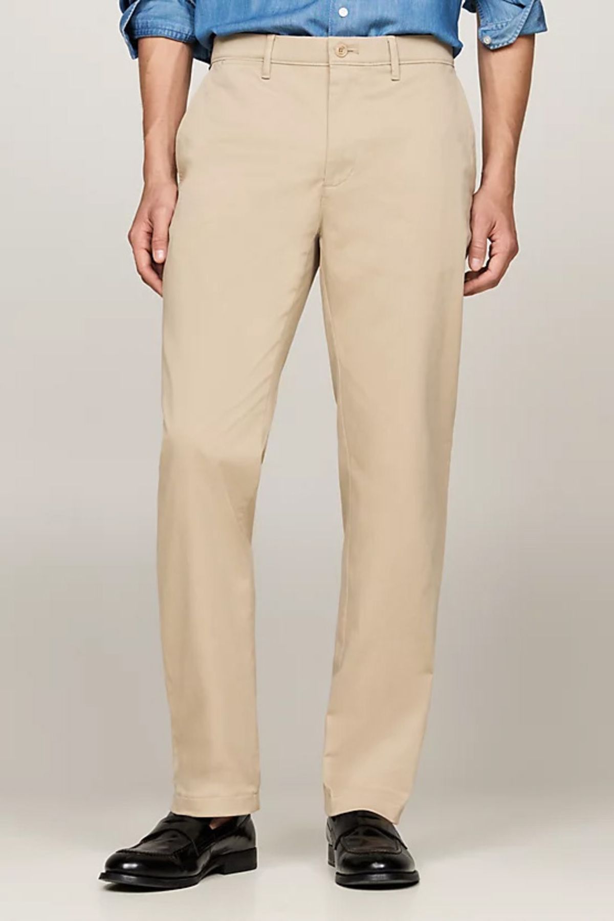 Tommy Hilfiger Erkek Denton Saten Düz Paça Chino Pantolon - Bej
