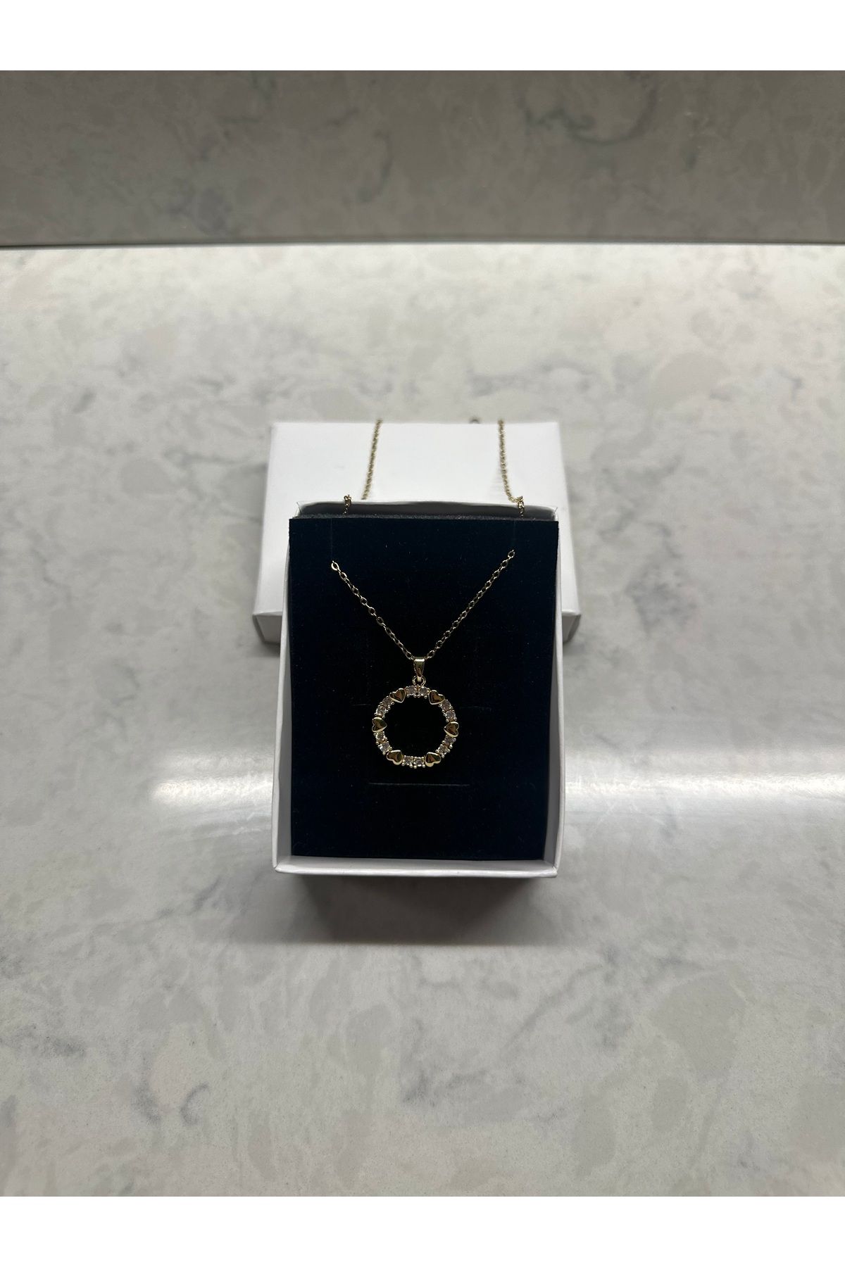 Shop west Çember Küçük Kalp Detaylı Kolye