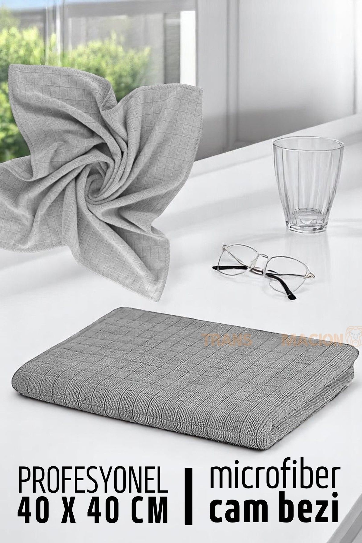 Transformacion Çift Yüzeyli Profesyonel Microfiber Cam Bezi - Yüksek Kalite Temizlik Bezi 40 x 40 cm 721680