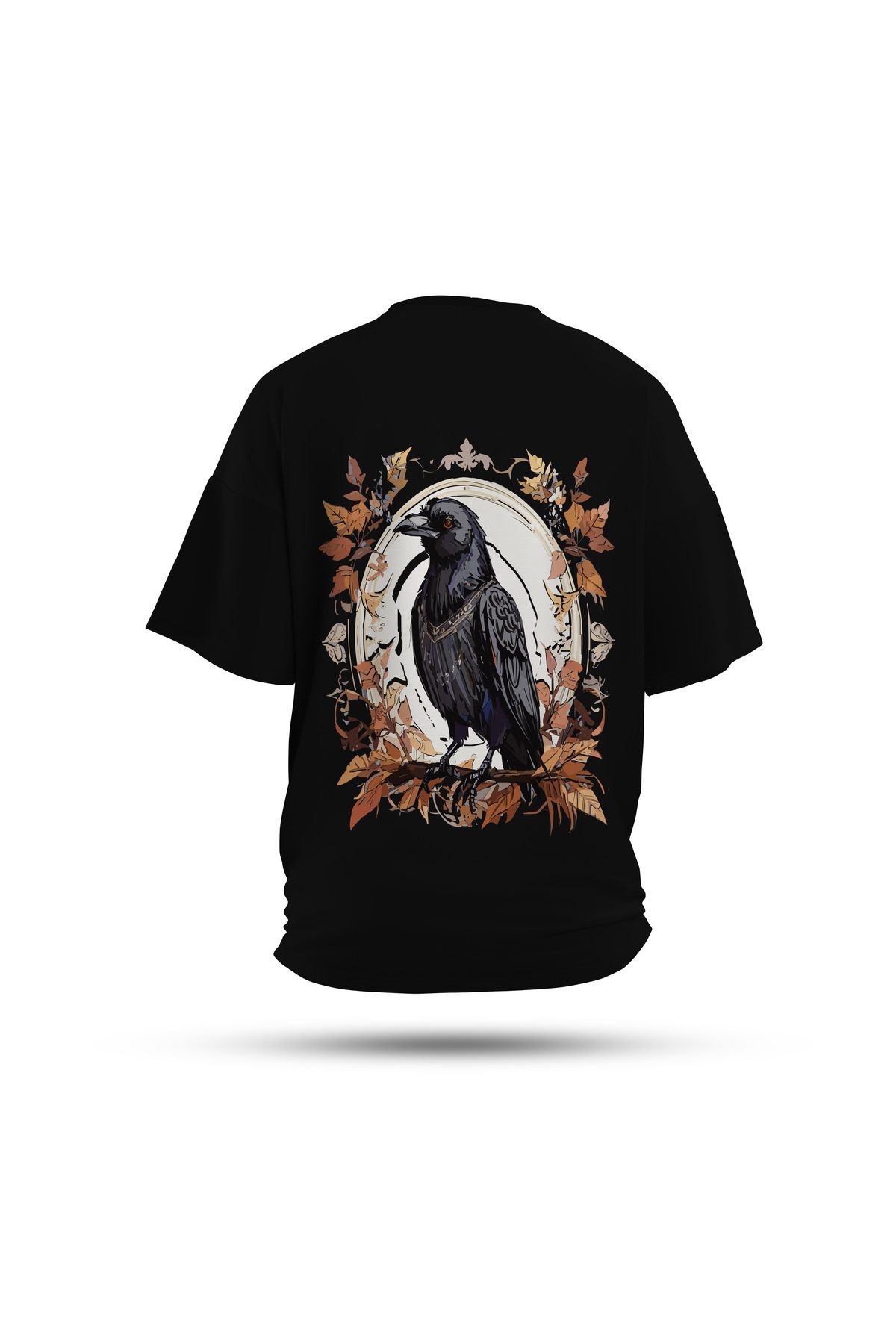 Zestia Unisex T-Shirt, Animals Karga Sırt Baskılı, Regular, %100 Pamuk, Siyah T-Shirt No: 014