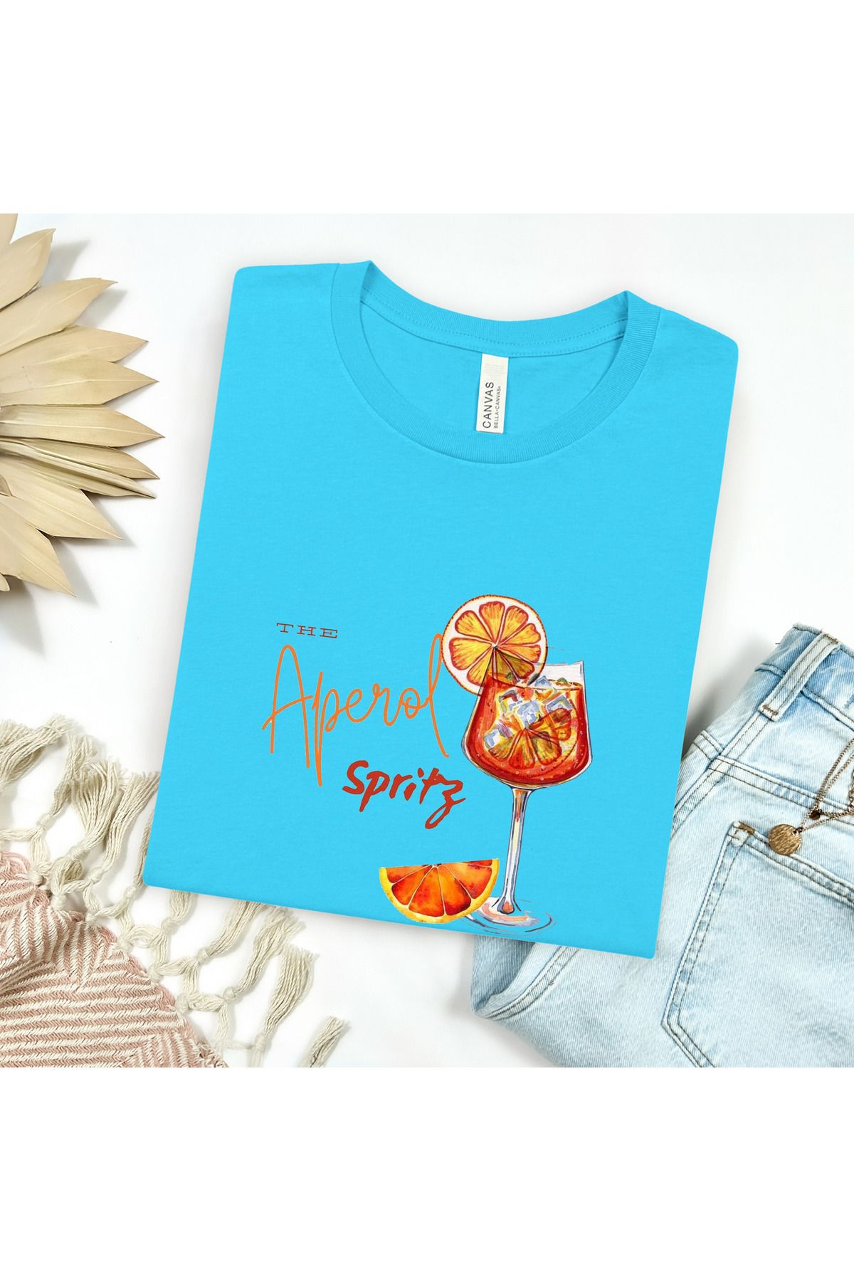 GHAND Aperol Spiritz BASKILI trend Unısex Normal Kalıp T-Shirt