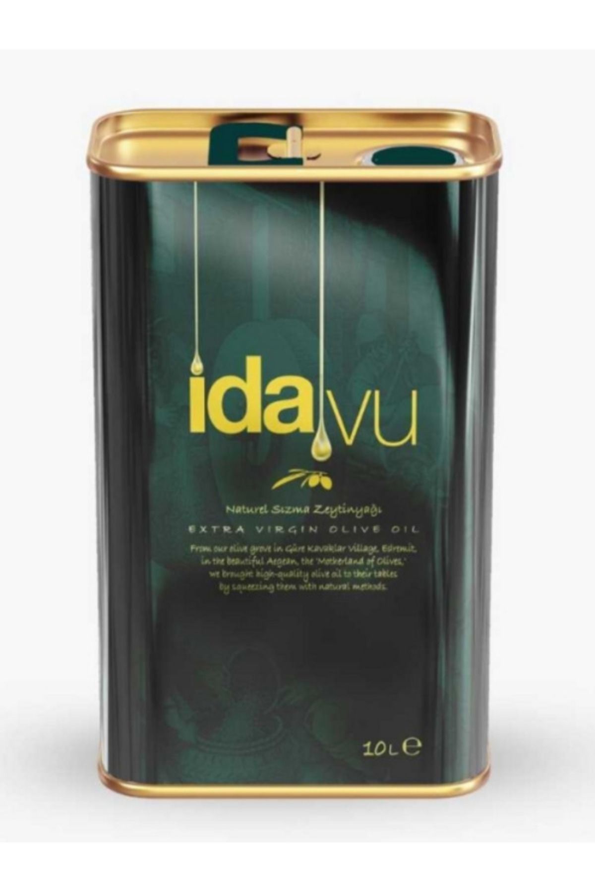 IDAVU 10 L Teneke Naturel Sızma Zeytinyağı – Profesyonel Kullanım İçin Soğuk Sıkım Zeytinyağı
