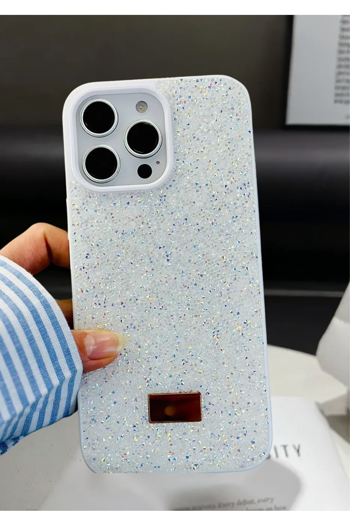 BCASE İphone 16 Pro Taşlı Kılıf Parlak Elmas Tasarım Lüx Silikon