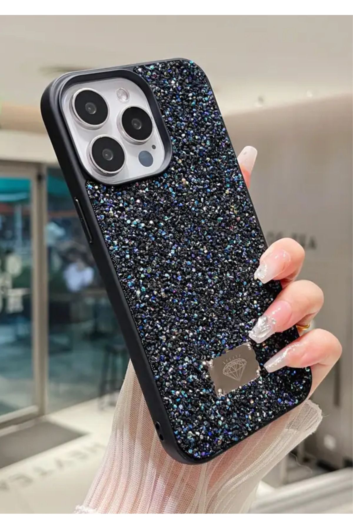 BCASE İphone 16 Pro Taşlı Kılıf Parlak Elmas Tasarım Lüx Silikon