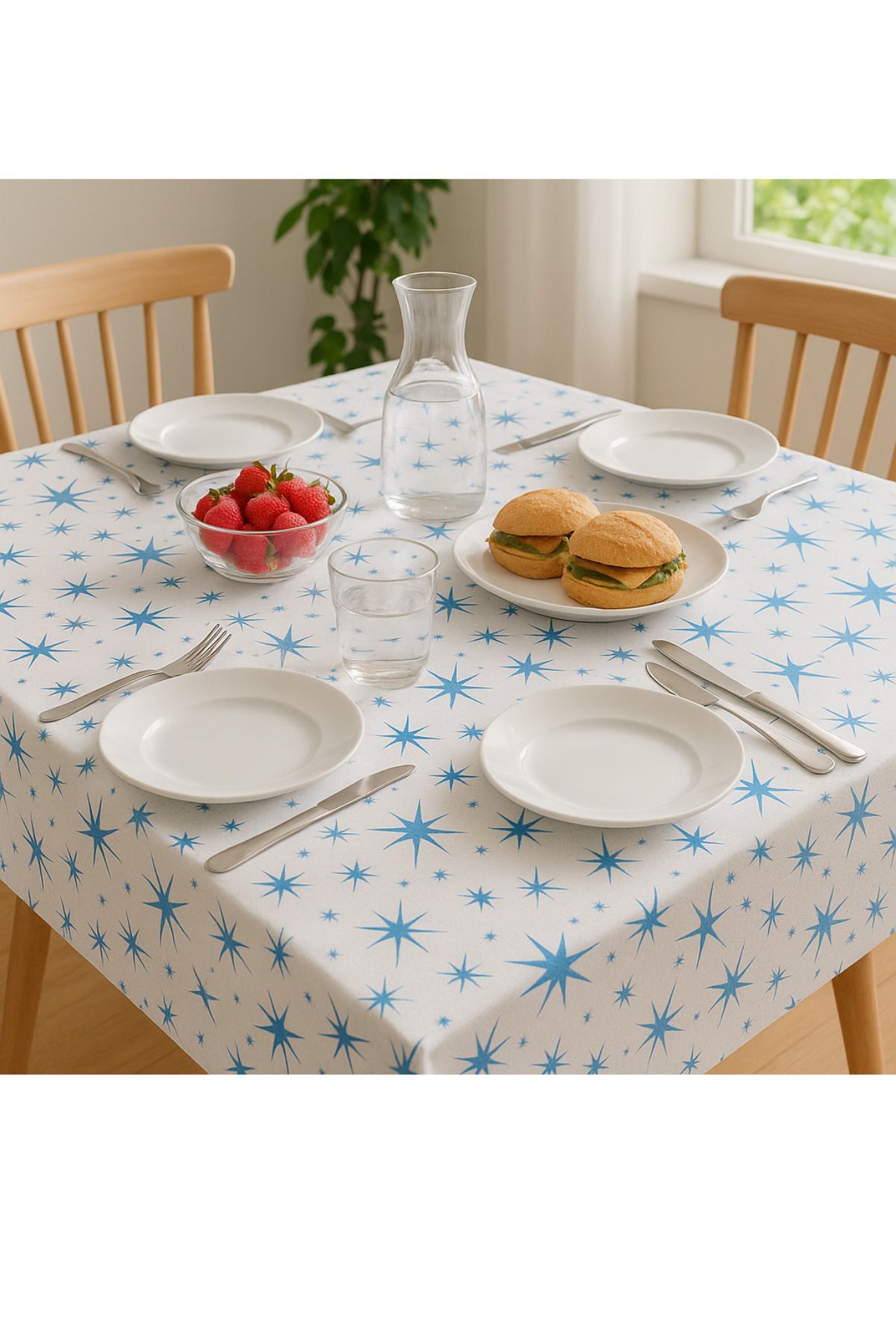 Dekals 16 Adet Tek Kullanımlık Mavi Desenli 100x150 cm Aktivite Piknik Masa örtüsü