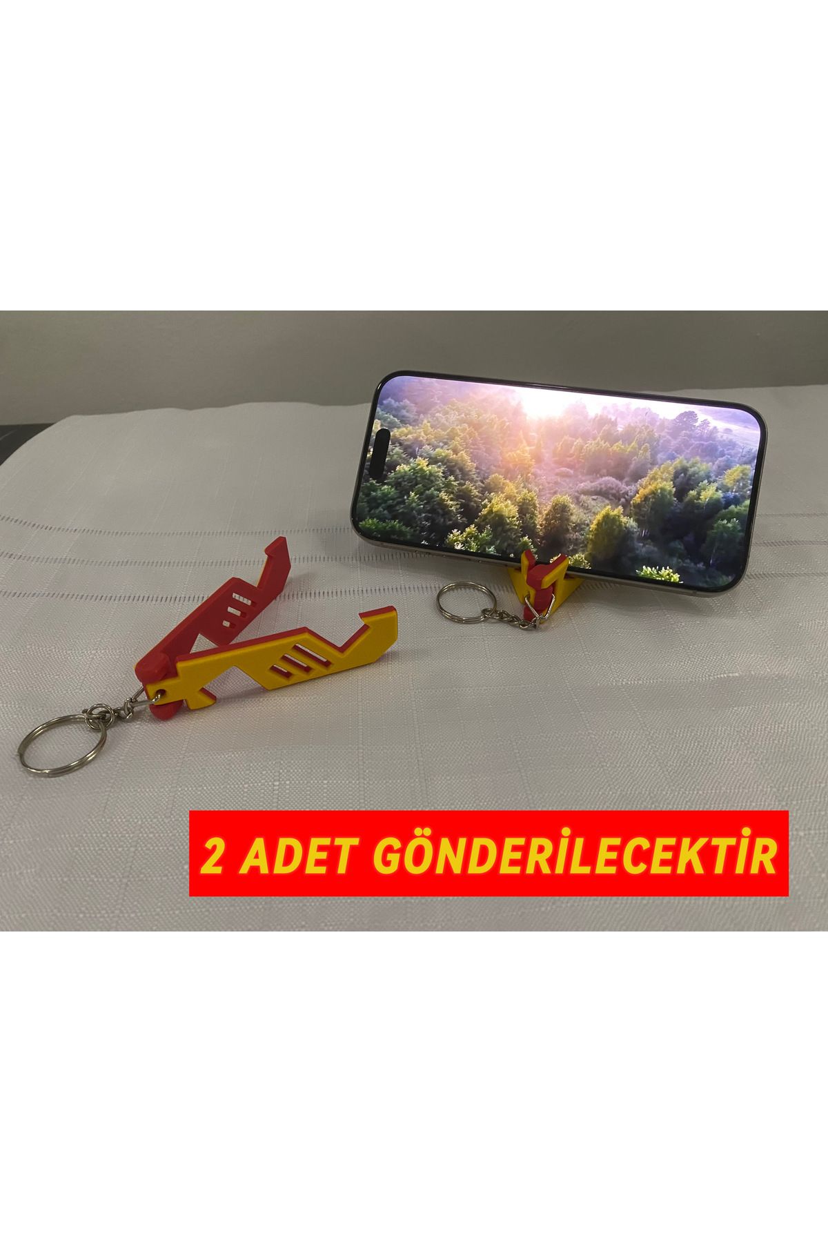 Tasarım Sarı-Kırmızı Cep de Taşınabilir Anahtarlık Telefon Standı