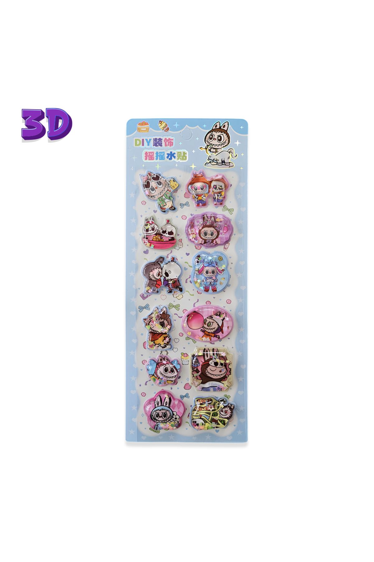 Fancy Space Labubu 3 boyutlu sulu sticker