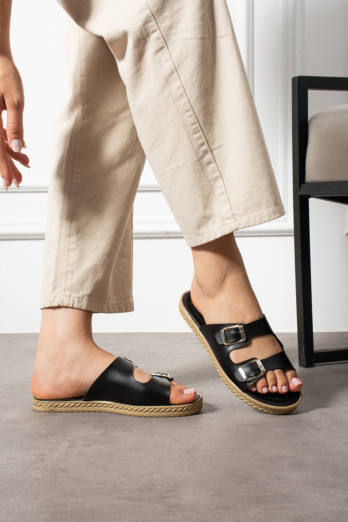 SWORD-Summer Slippers - Double Buckle Double Tape Detailed Summer Slippers - Daily Slippers 3