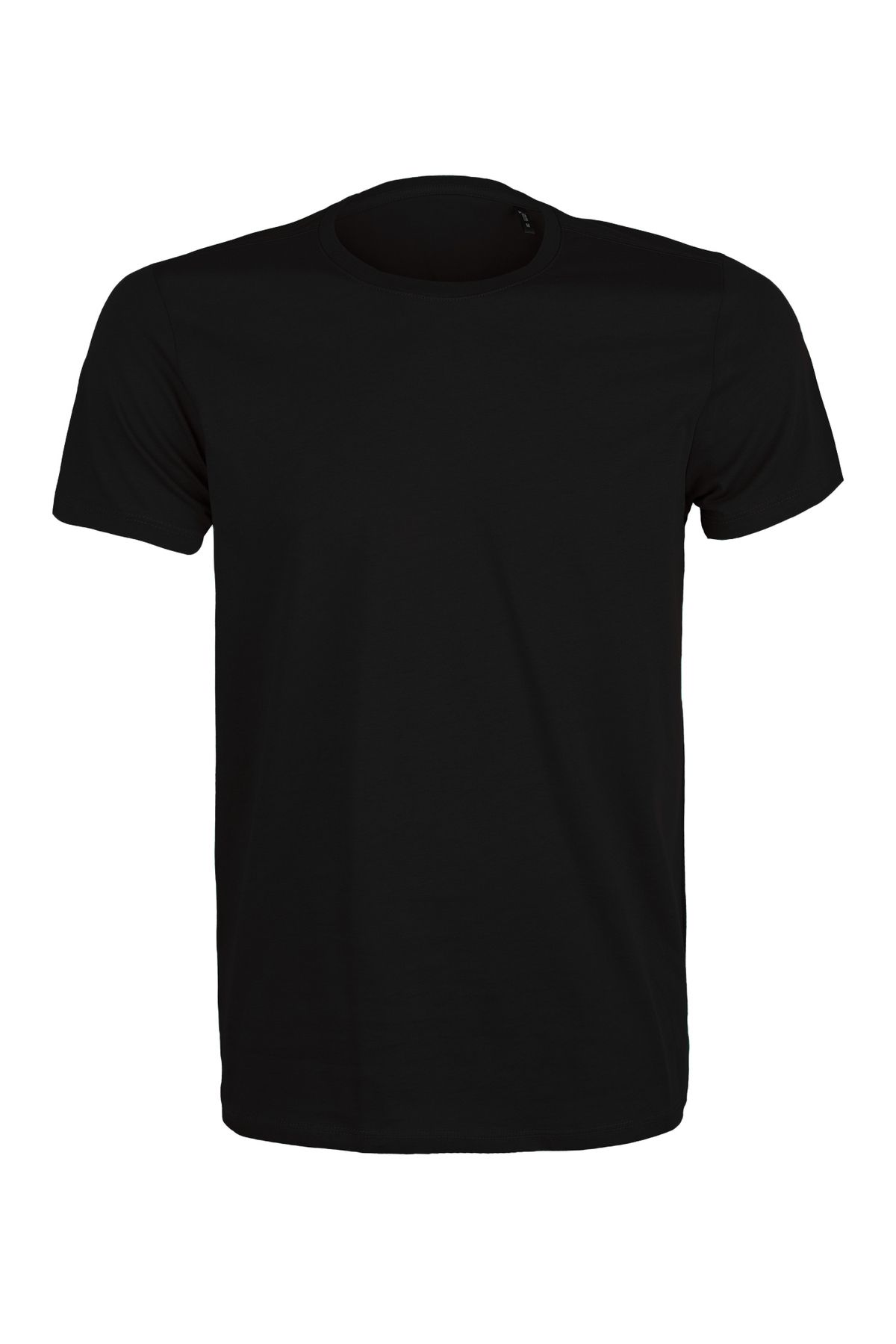 TUGSA DESING NUBENSE / Basic Unisex Sade Siyah Pamuklu Simit Yaka Regular T-shirt (Tişört)