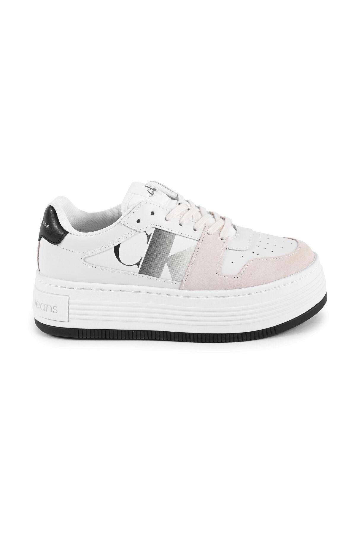 Calvin Klein Damskie Stylowe Skórzane Białe Trampki Z Logo Marki, Odpowiednie Do Codziennego Użytku Yw0yw01308-01w Kobieta - 38
