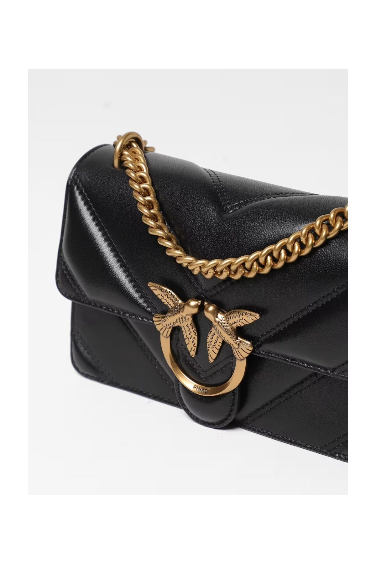 PİNKO-Pinko gesteppte Tasche aus echtem Leder mit verstellbarem Kettenriemen 104550   A26Z Z99Q 3