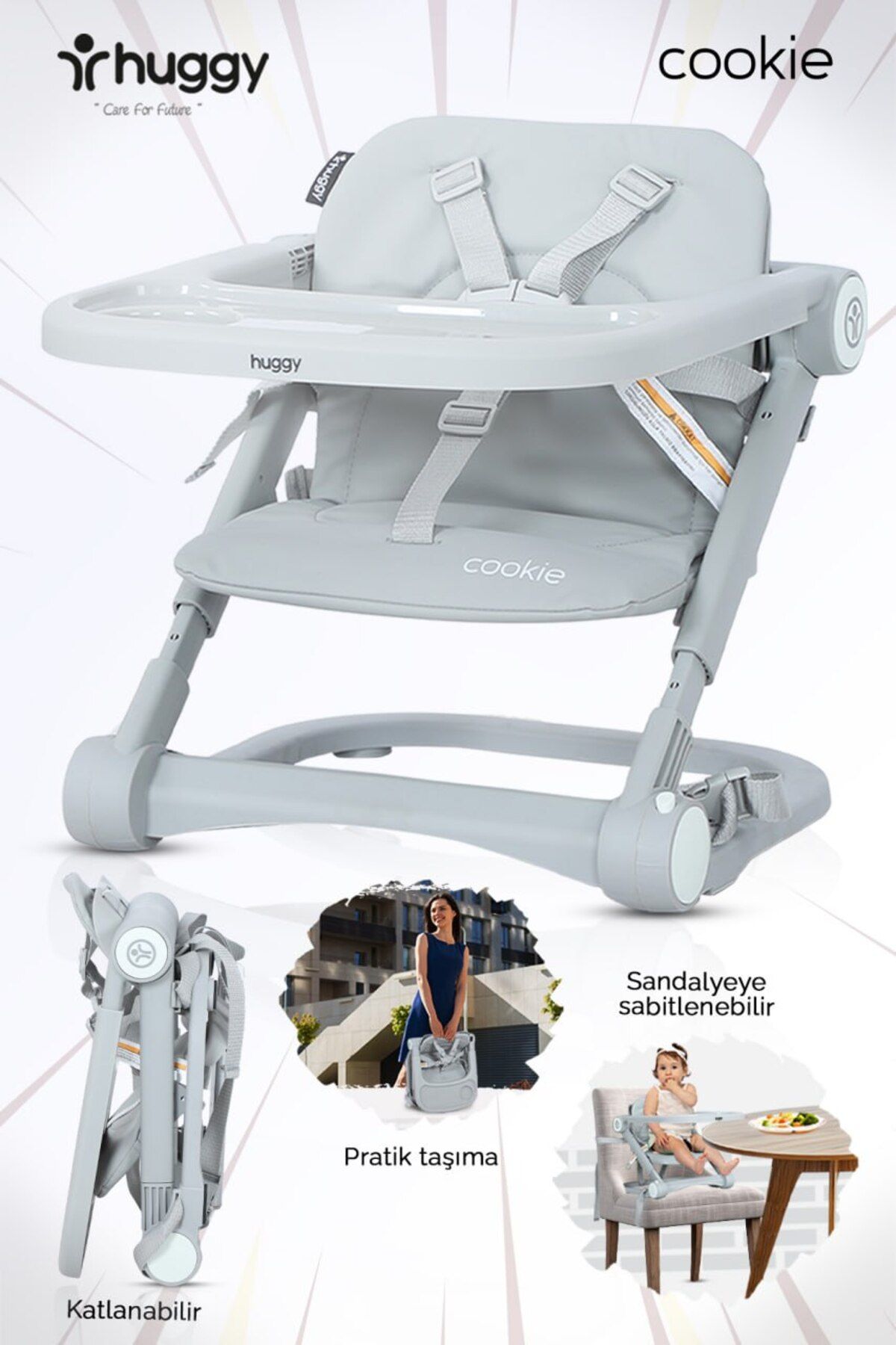 Cookie Portatif Mama Sandalyesi | Katlanabilir, Taşınabilir, Yıkanabilir