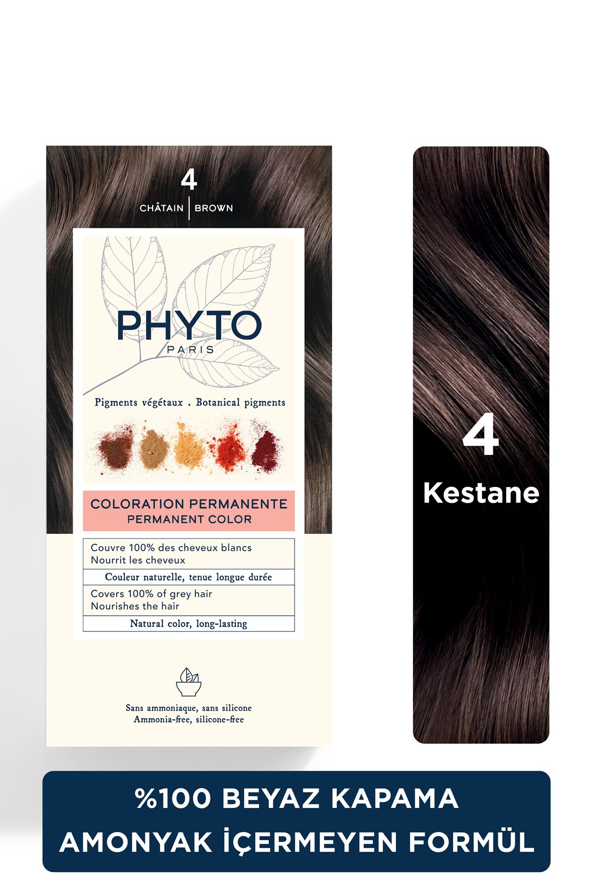 Phyto Phytocolor 4 Kestane Amonyaksız Kalıcı Bitkisel Saç Boyası