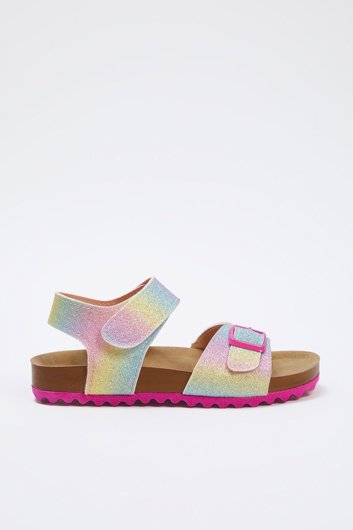 TRENDYOL SHOES-Rózsaszín csillogó és csatos tépőzáras szandál lányoknak - TAKSS25SD00028 3