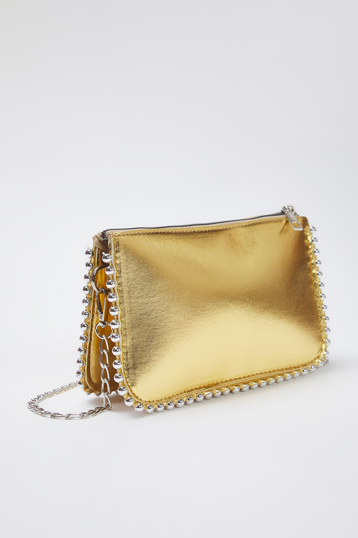 TRENDYOL SHOES-Gold Studded Cross Strap Women's Wallet Bag Twoaw25Oc00005 4
