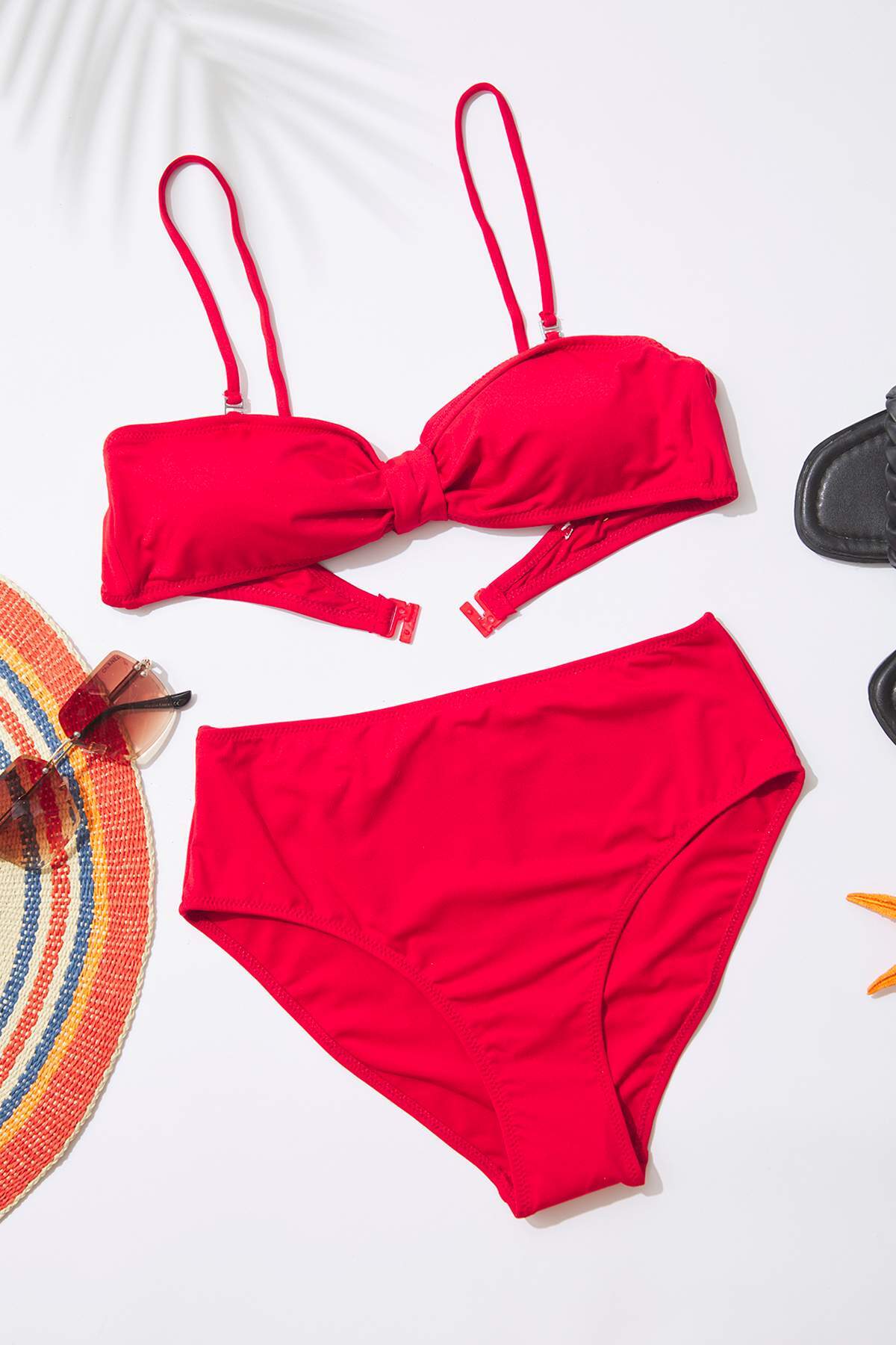 Trendyolmilla Kırmızı Büzgülü Straplez Kaplı Bikini Üstü TBESS25BU00029